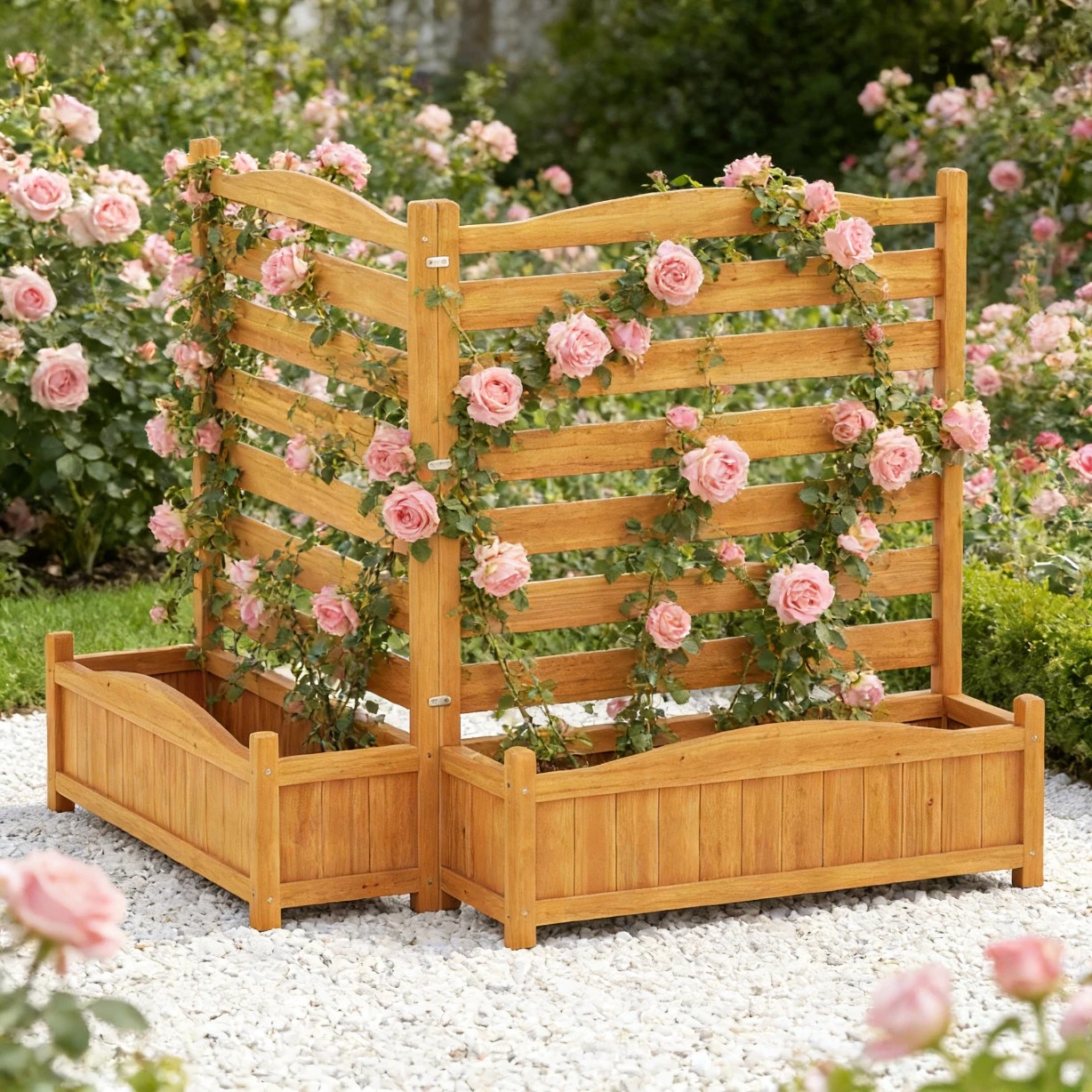 3 Costway Wood Privacy Screen Panel Air Conditioner Fencn Trash Can Enclosure Planter Box Garden Bed, 3 of 4
