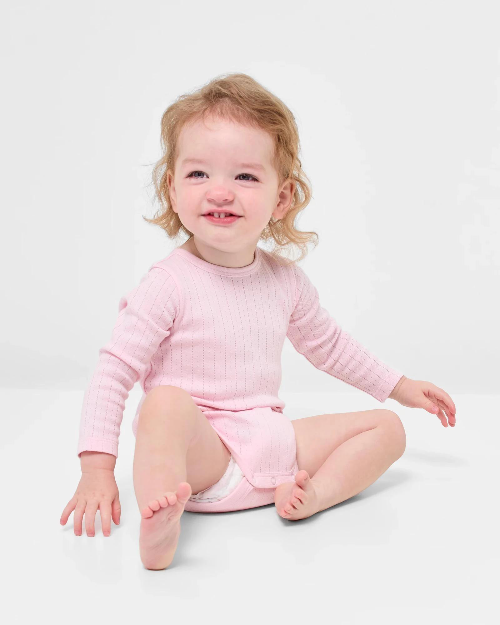 1 Target Baby Organic Cotton Pointelle Bodysuit PINK, 1 of 4