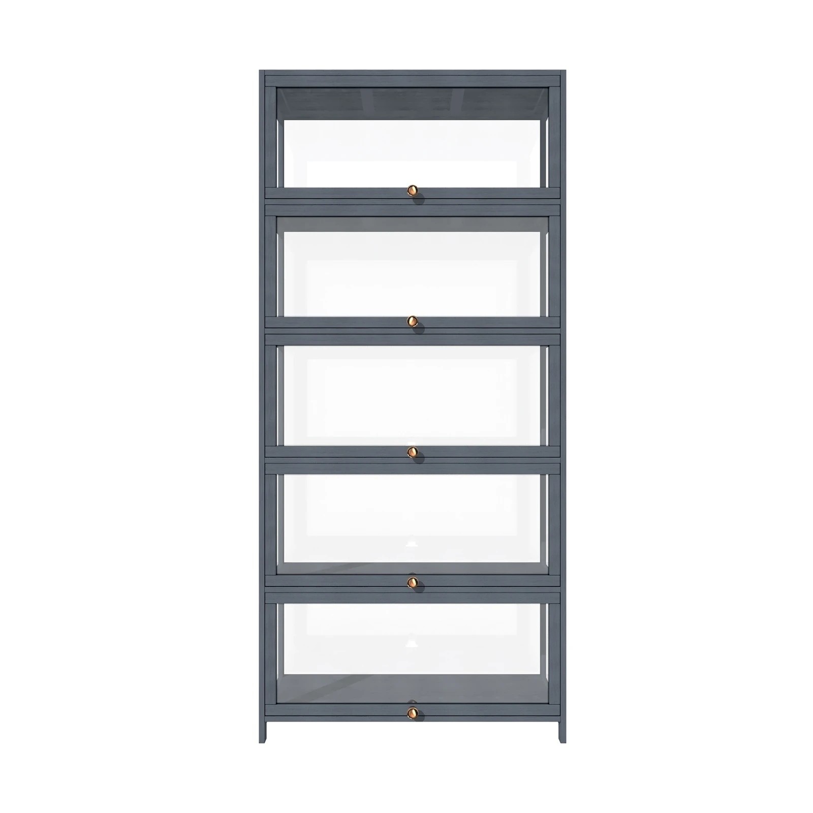 5 Oikiture Display Cabinet Storage 5-tier Shelves Clear Bookcase Stand Rack
 - Grey, 5 of 9