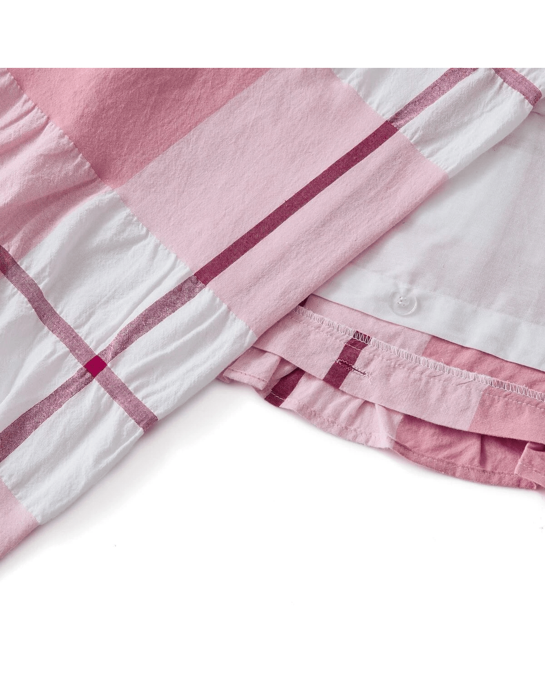 6 Check Seersucker Cotton Quilt Cover Set - Single Bed, Pink, 6 of 6