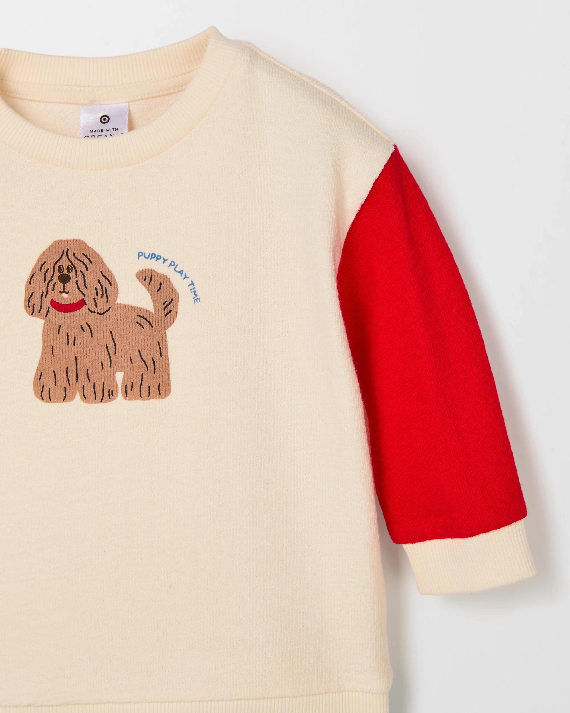 3 Target Baby Organic Cotton Baby Crew Fleece Top and Short 2 Piece Set PUPPY, 3 of 4