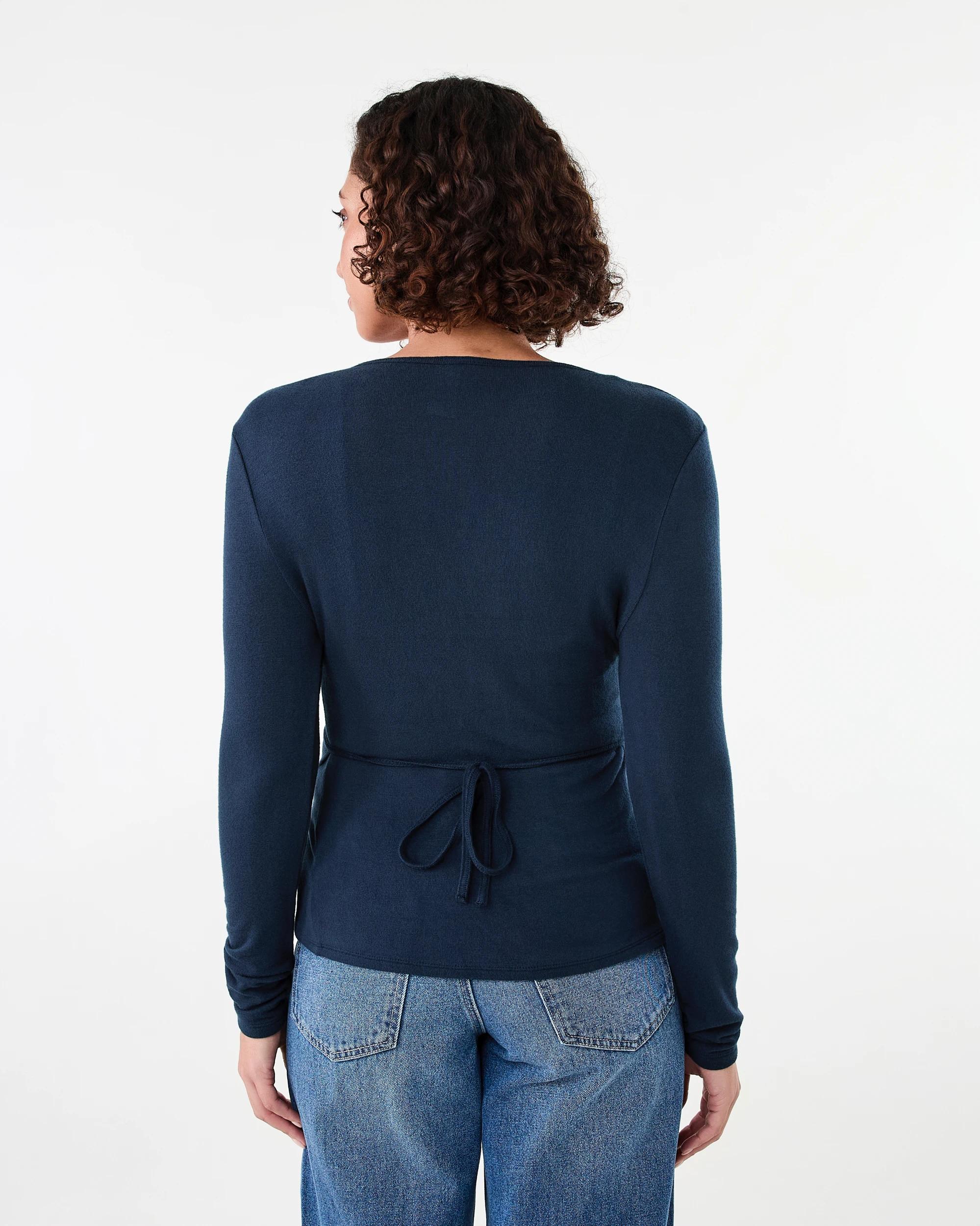 3 Long Sleeve Twofer Wrap Top Navy Blaze, 3 of 7