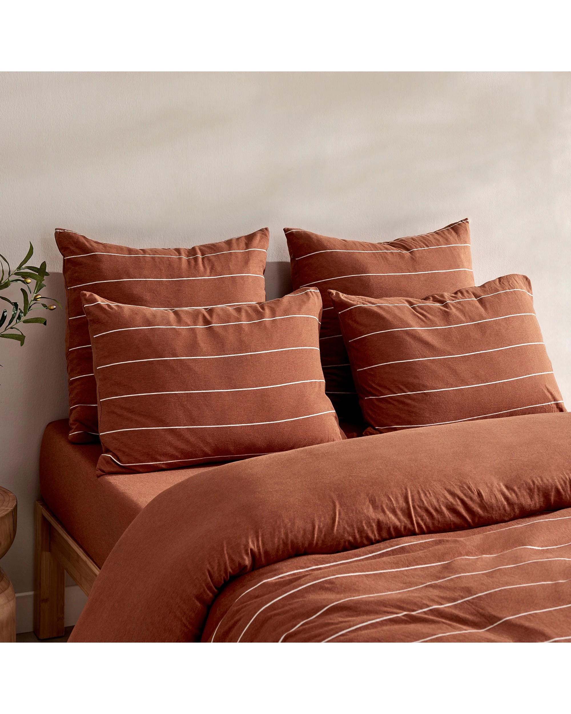 3 Dreamaker Jersey Luxe 100% Cotton Reversible Quilt Cover Set Charcoal - Queen Bed - Rust, 3 of 10