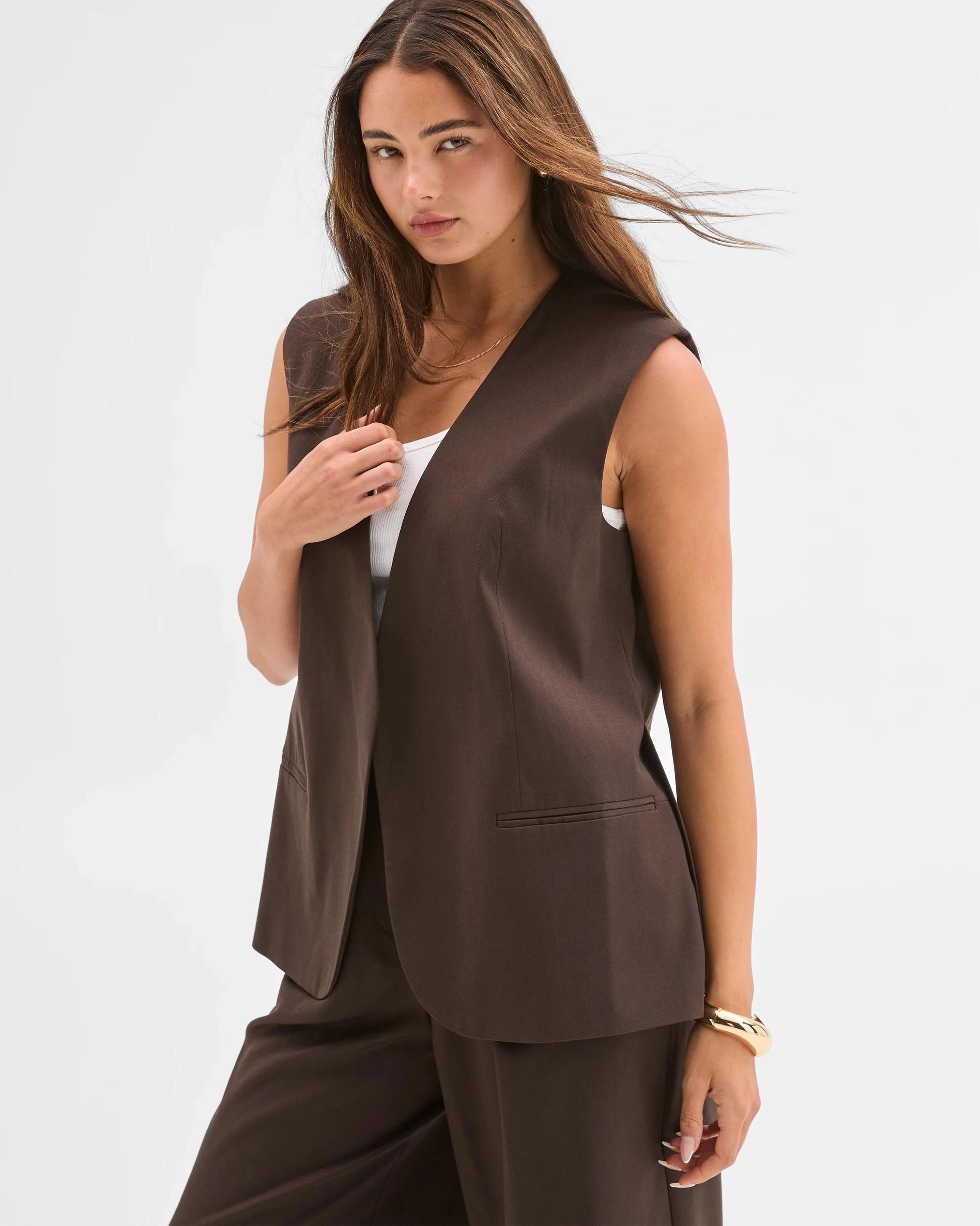 4 Lily Loves Oversized Vest CHOCOLATE BROWN, 4 of 7