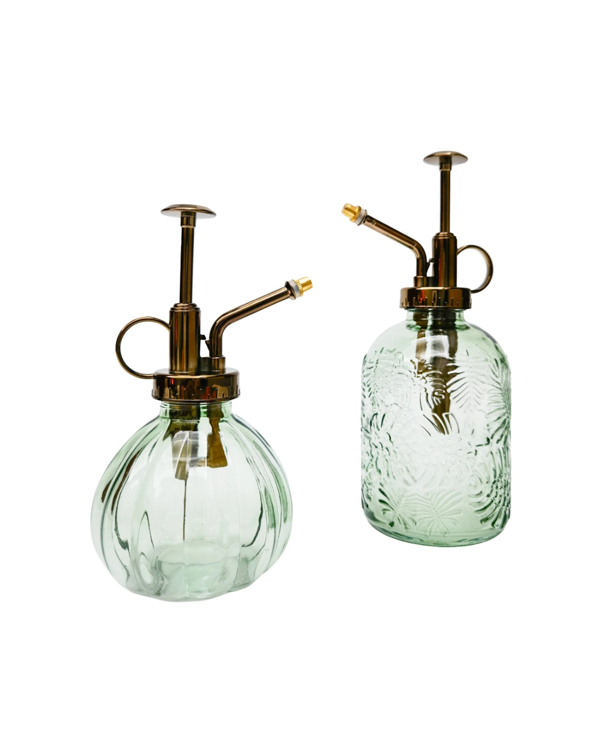 2 Urban Tropical Water Mister Plant Watering Container 20cm Glass Metal Nozzle - Green, 2 of 3