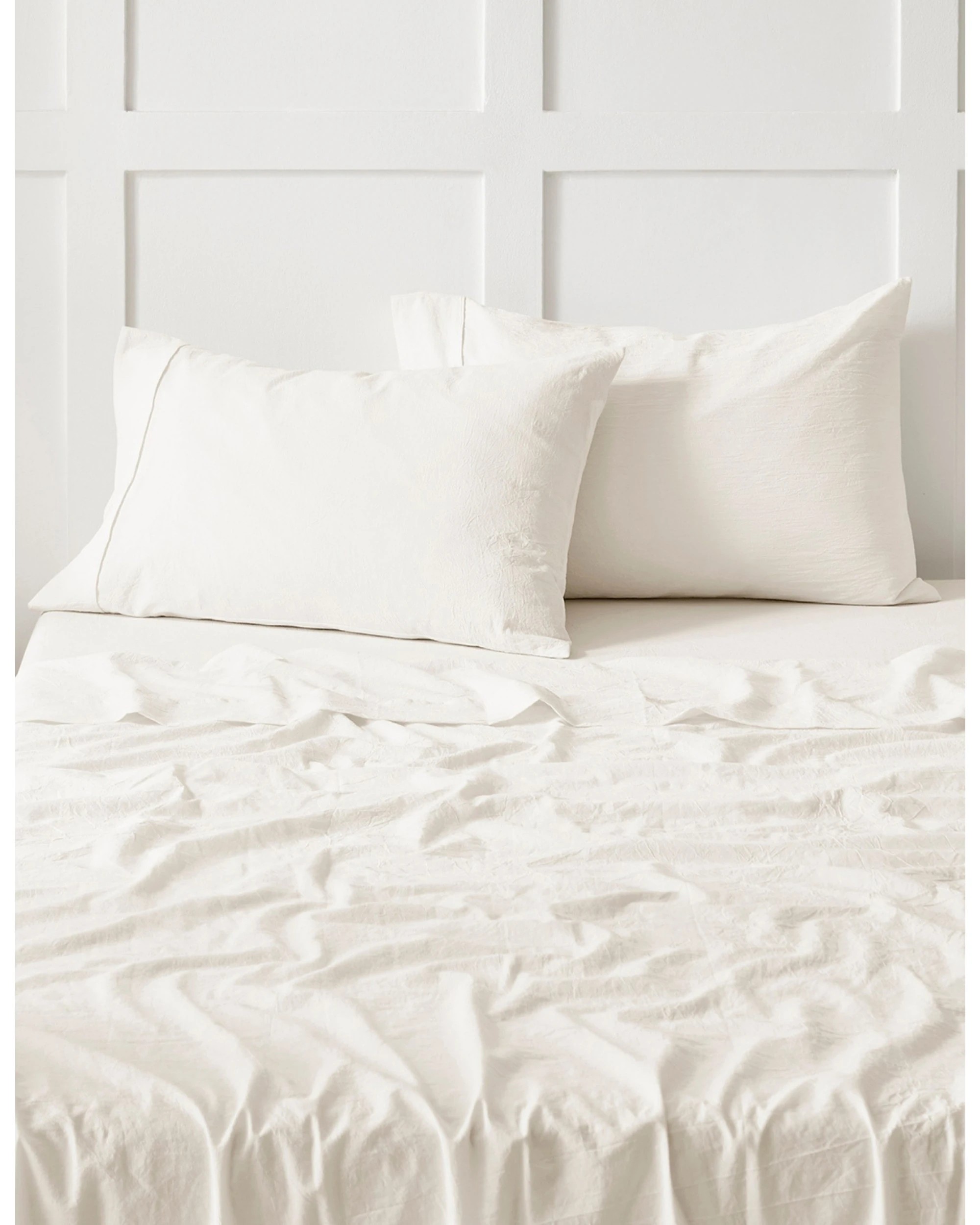 2 Dreamaker Bonnie Washed Cotton Sheet Set - Single Bed - White, 2 of 9