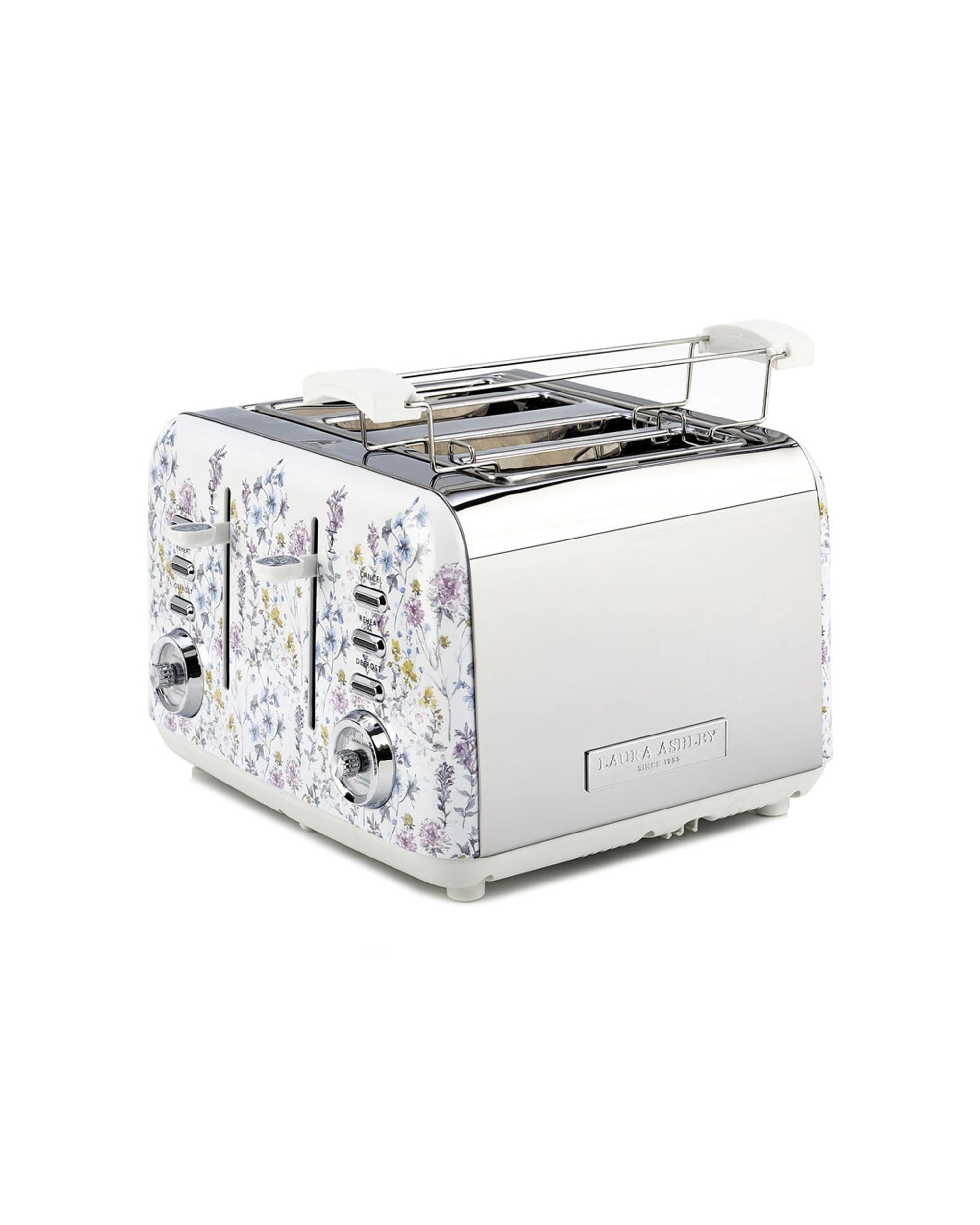 1 Laura Ashley Stainless Steel 4 Slice Toaster - Wild Meadow - Silver, 1 of 5