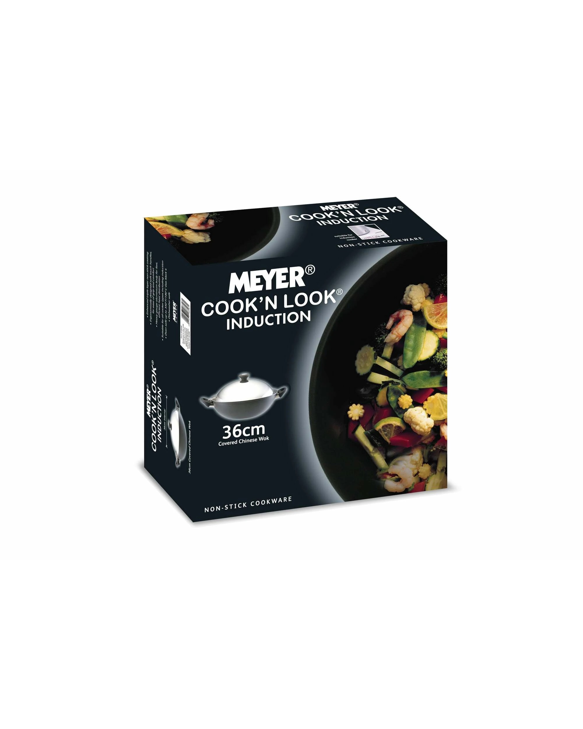 2 Meyer Cook 'N' Look Induction Covered Wok 36cm - Black, 2 of 2