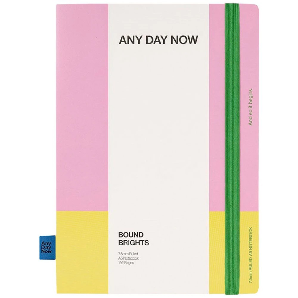 1 Any Day Now Bound Brights A5 Ruled Notebook Pink and Yellow, 1 of 5