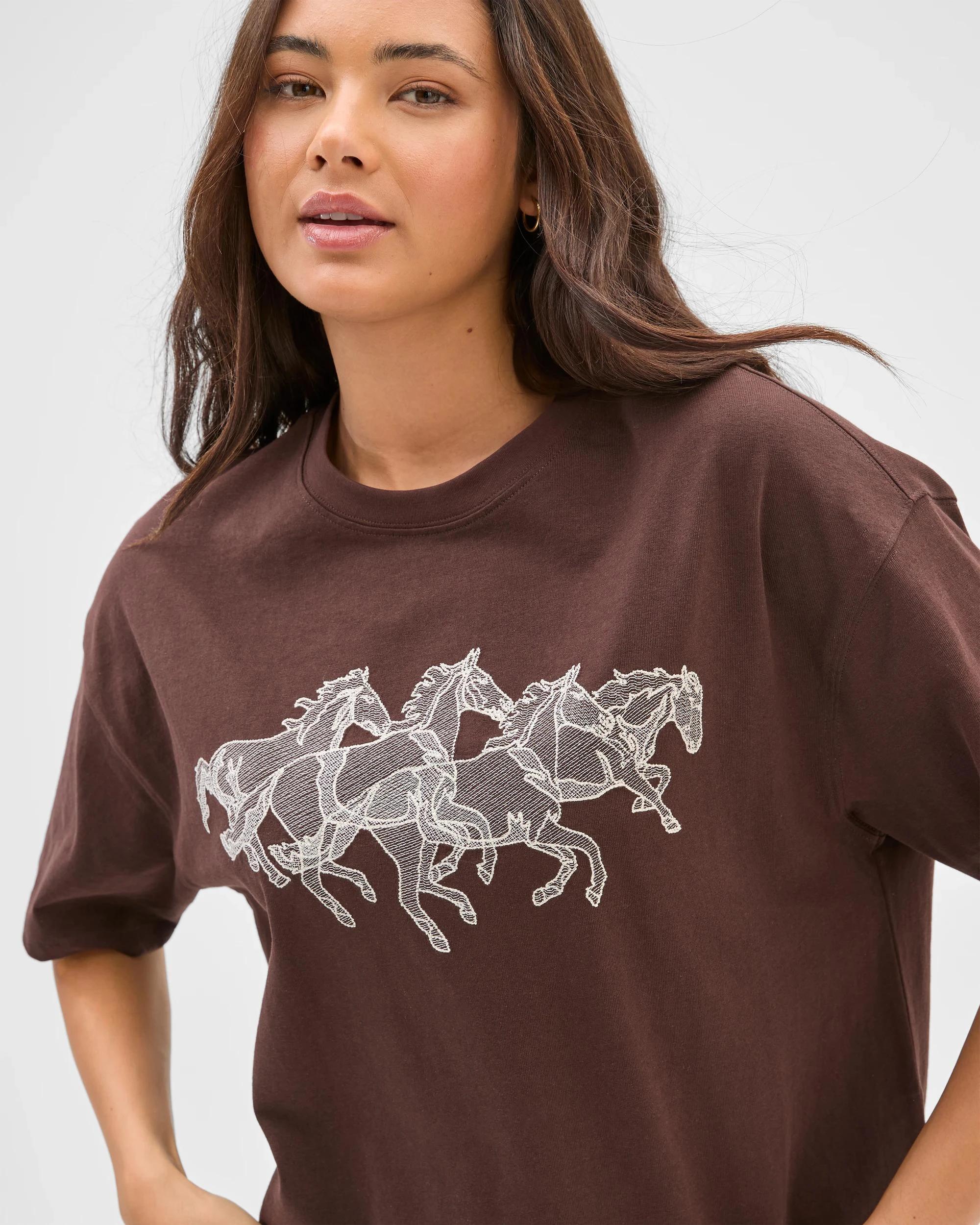 4 Lily Loves Australian Cotton Oversized Printed T-Shirt COFFEE BEAN, 4 of 6