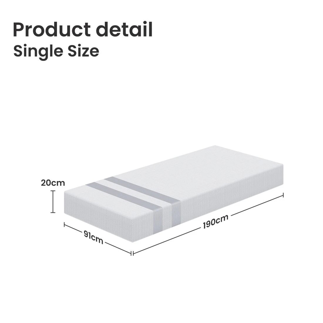 3 BedStory Single Memory Foam Mattress 20cm Cooling Gel Foam Mattress in a Box Medium Soft Feel - Single Bed - White, 3 of 6