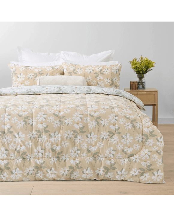 Talia Cotton Rich Reversible Comforter Set - Queen Bed