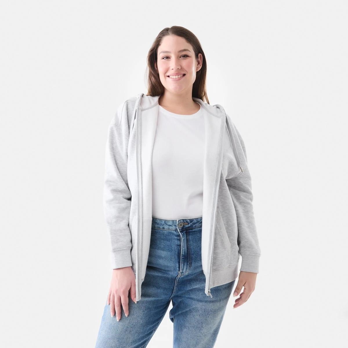 1 Curve Long Sleeve Zip Through Hoodie Slvr Marle, 1 of 6