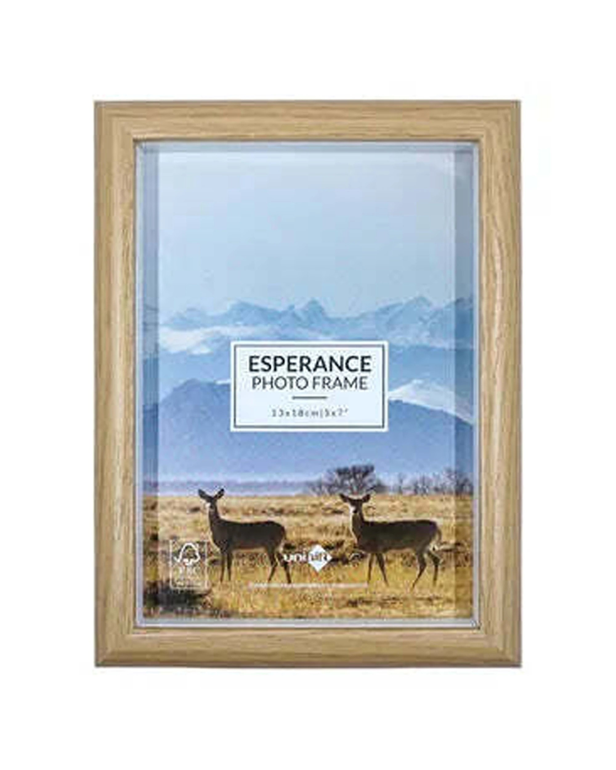 1 Unigift Esperance MDF Glass Portrait Landscape Photo Picture Frame Home Decor 6x8/15x20cm - Natural, 1 of 1