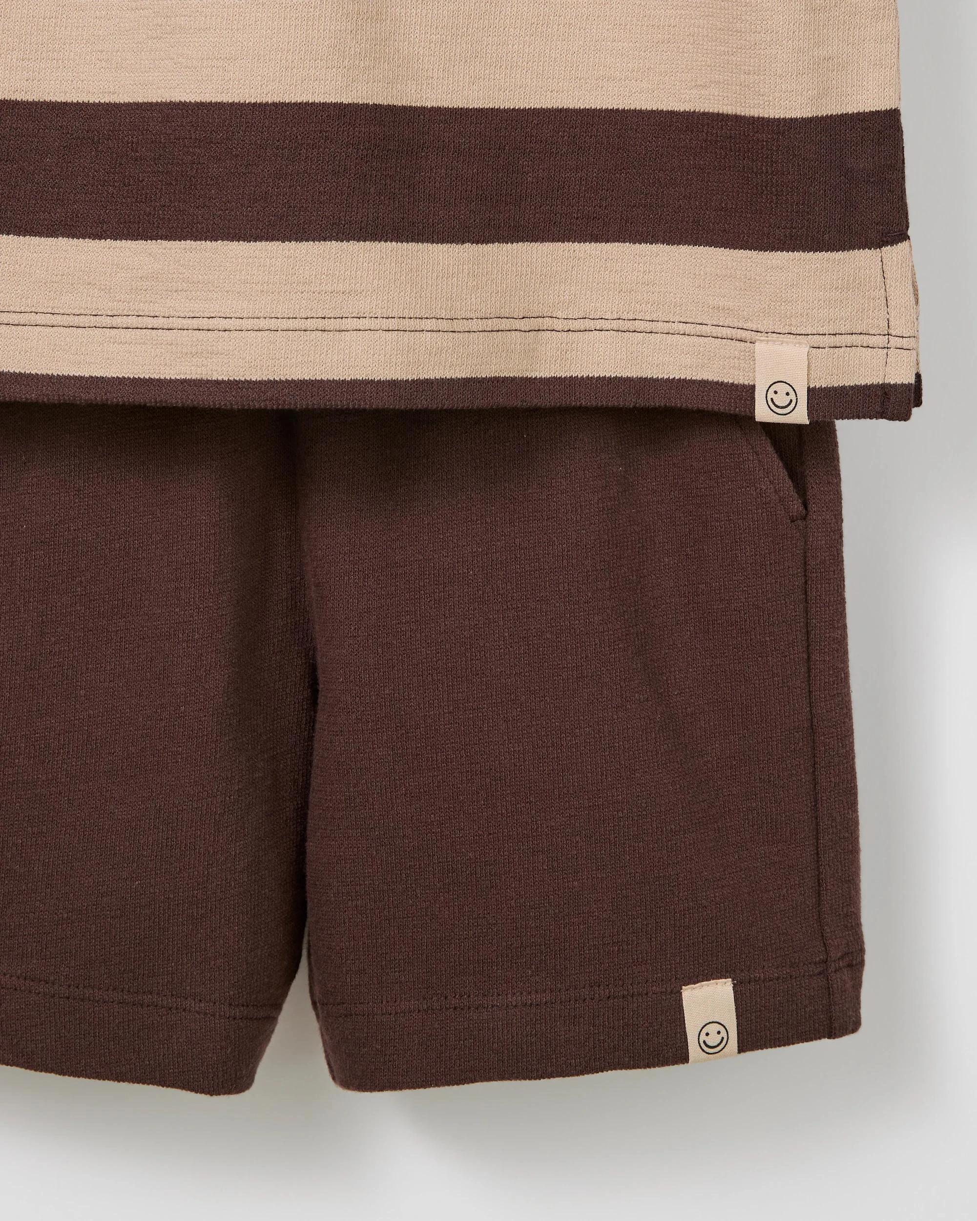 7 Target Kids Australian Cotton Textured Fleece Crew Top and Short Set BROWN, 7 of 7