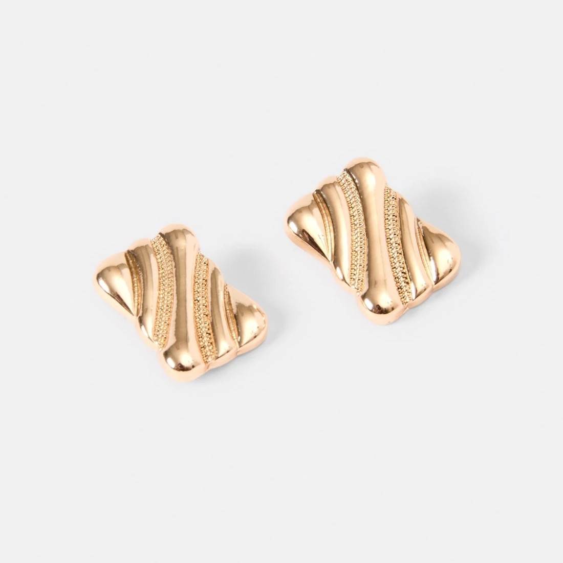 2 Square Linear Stud Earrings - Gold Tone, 2 of 5