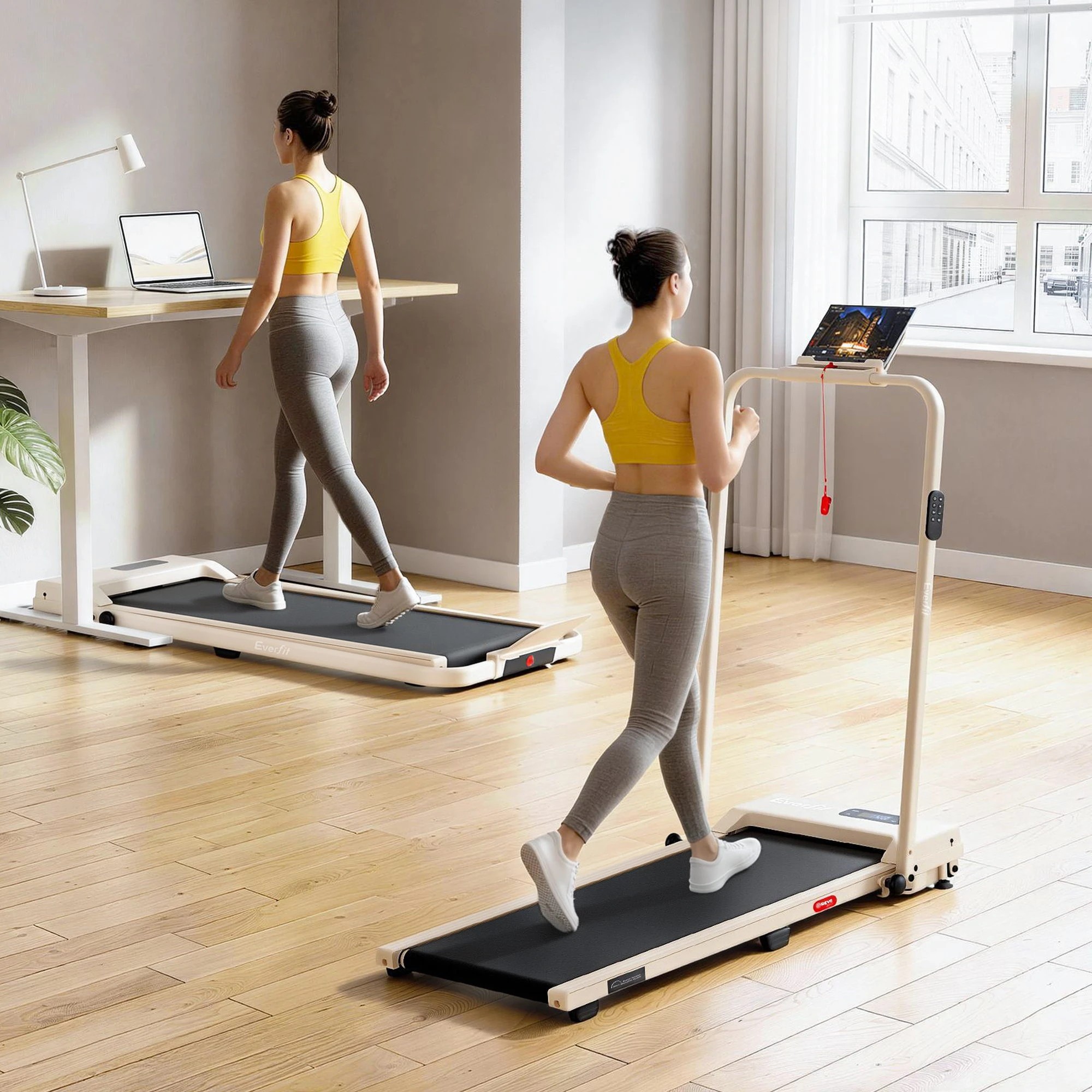 3 Everfit 3 in 1 Walking Pad Treadmill 12% Incline Under Desk Foldable for Home - Beige, 3 of 10