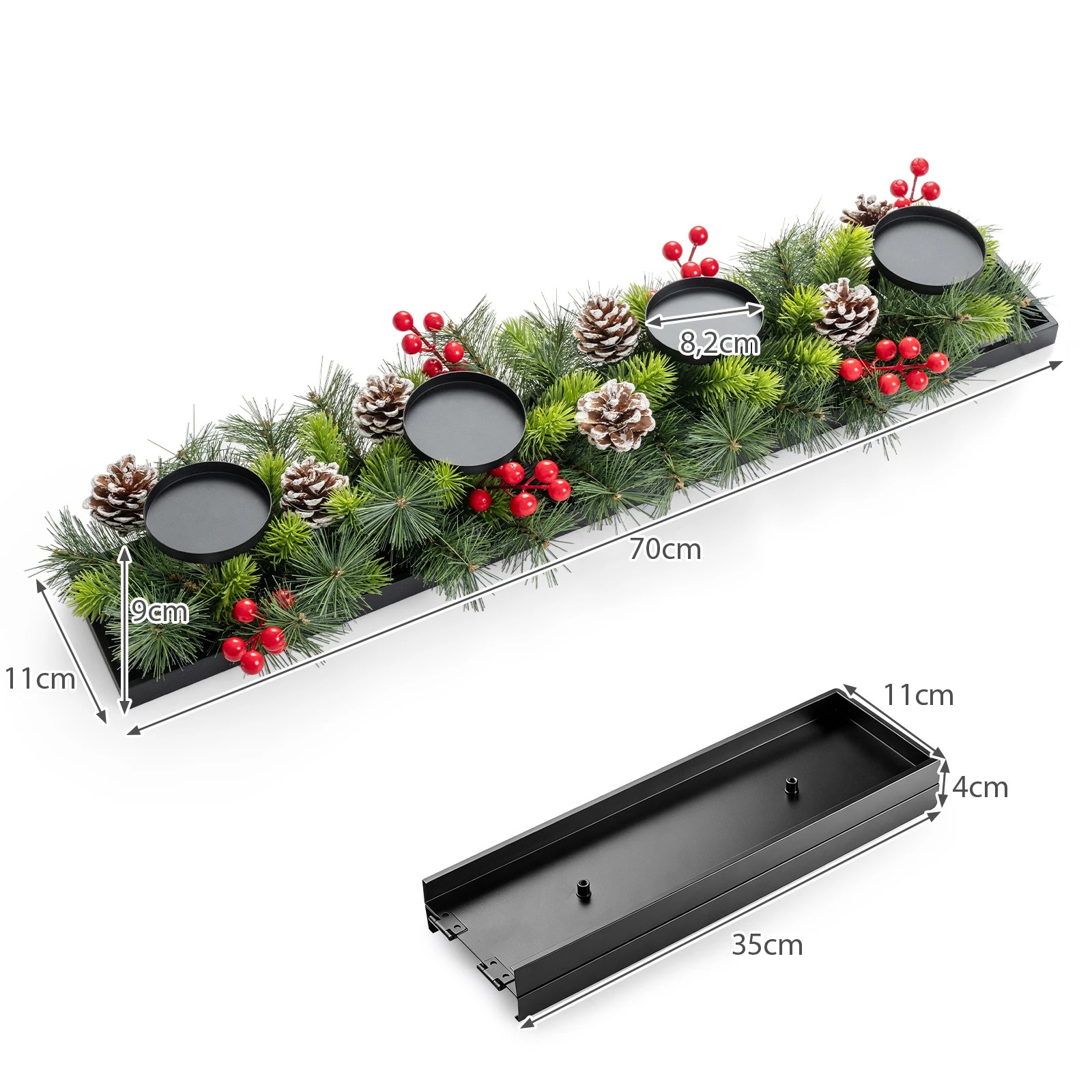2 Costway 70cm Christmas Candle Holder Centerpiece Foldable Xmas Tabletop Decoration Without Candle, 2 of 8