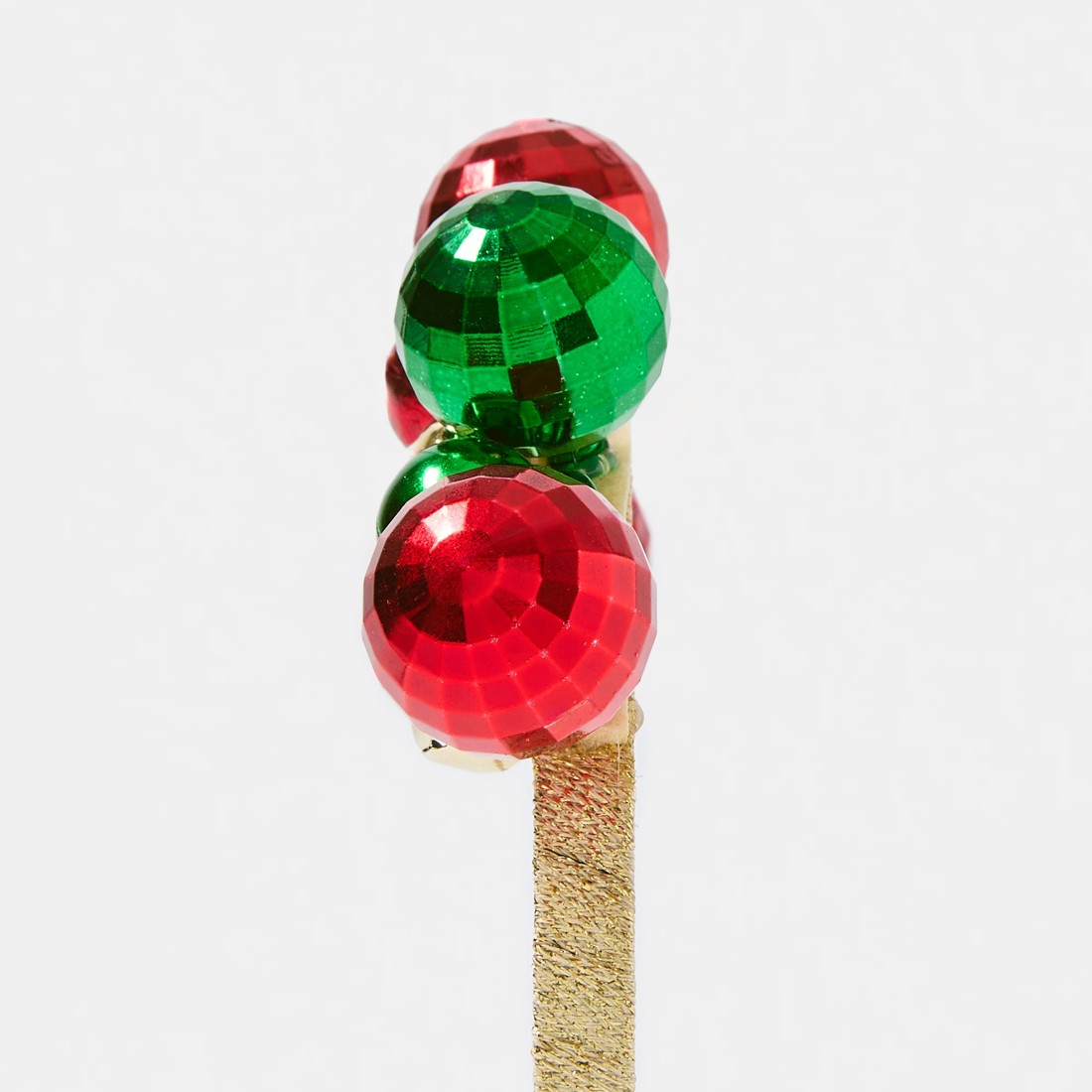 3 Christmas Disco Bauble Headband - Red, Green and Gold Tone, 3 of 5