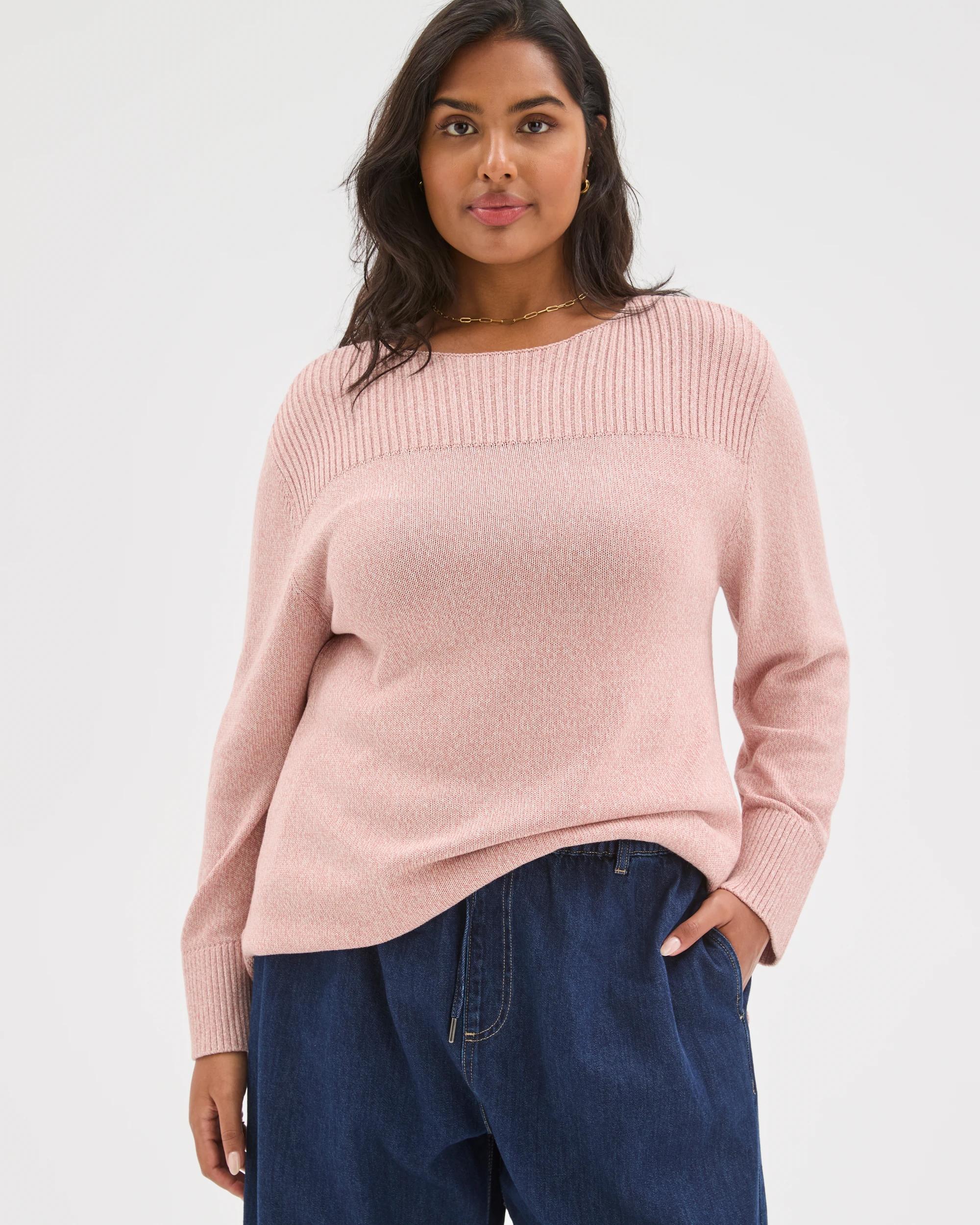 3 Target Curve Plus Size Australian Cotton Blend Ottoman Twist Jumper SOFT BLUSH TWIST, 3 of 7