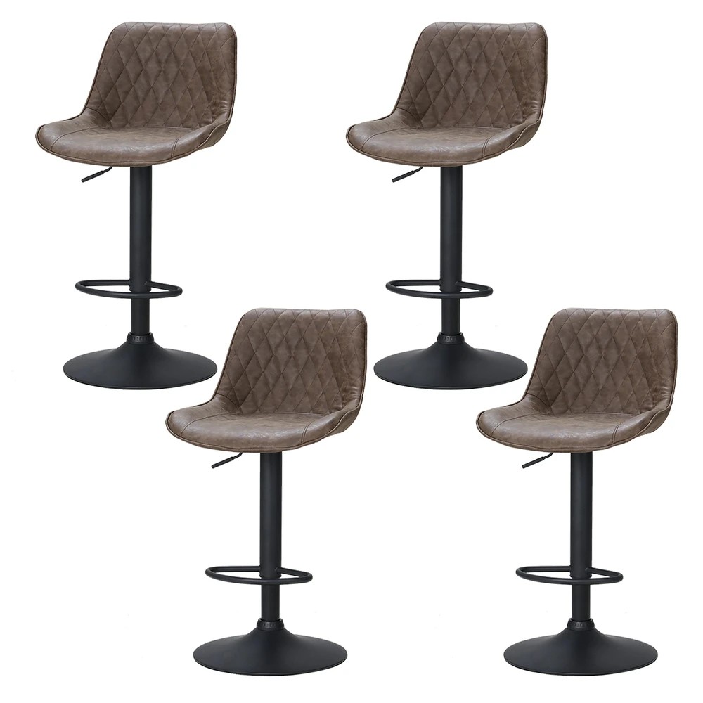 1 Artiss 4x Bar Stools Gas Lift Vintage Leather - Brown, 1 of 5
