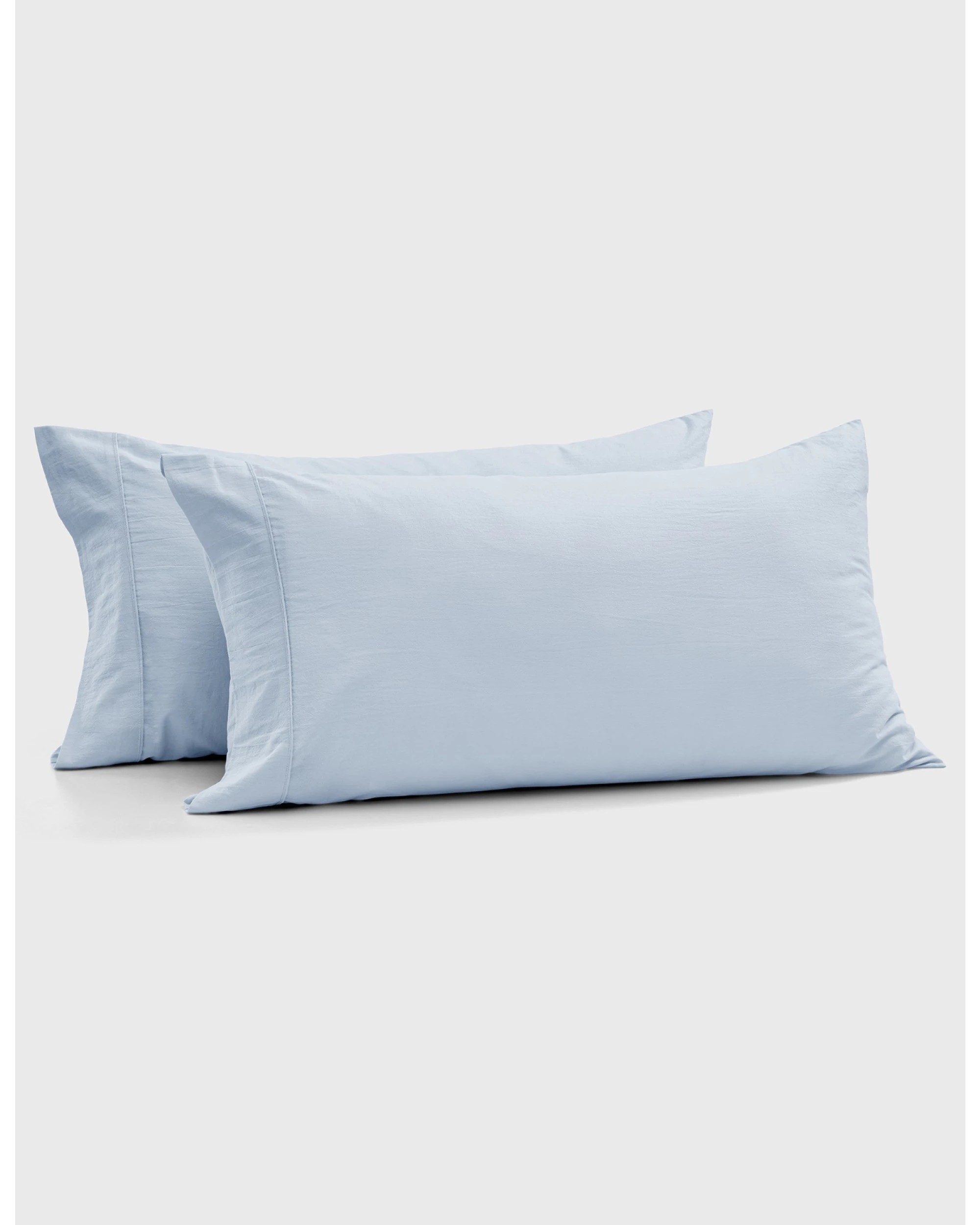 1 Dreamaker Bonnie Washed Cotton King Pillowcase Twin Pack 50x90cm - Sky, 1 of 6