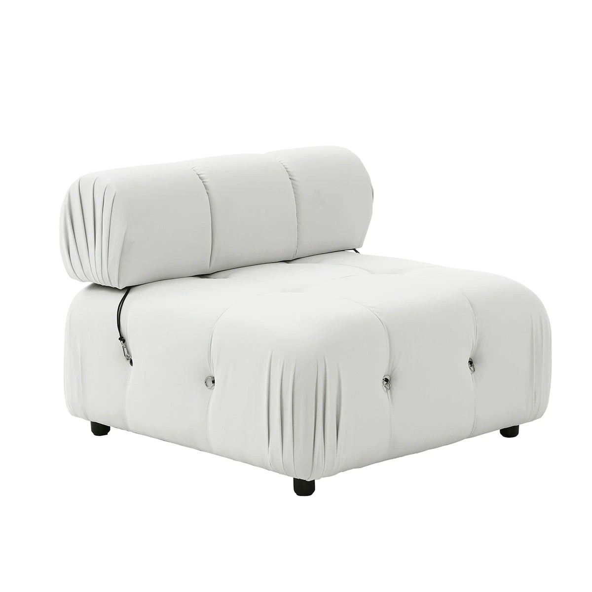 6 Foret 3 Seater Sofa Modular Arm Seat Tufted Velvet Lounge Couch Chaise Beige, 6 of 9
