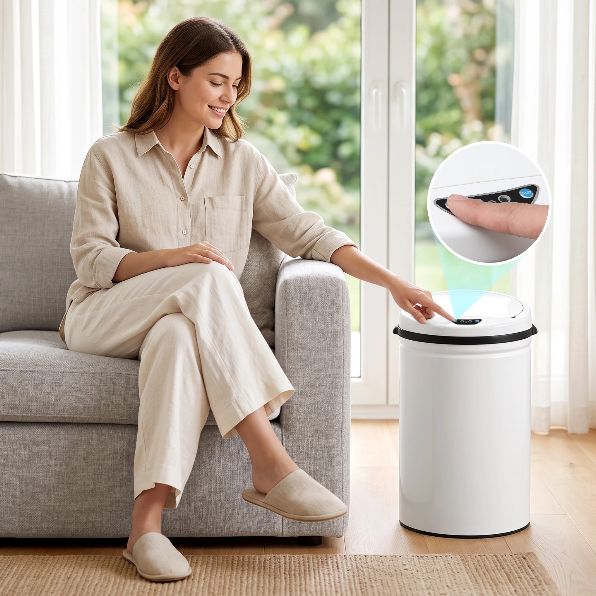 5 Devanti 30L Sensor Bin Automatic Touchless Trash Can Garbage Rubbish - White, 5 of 9