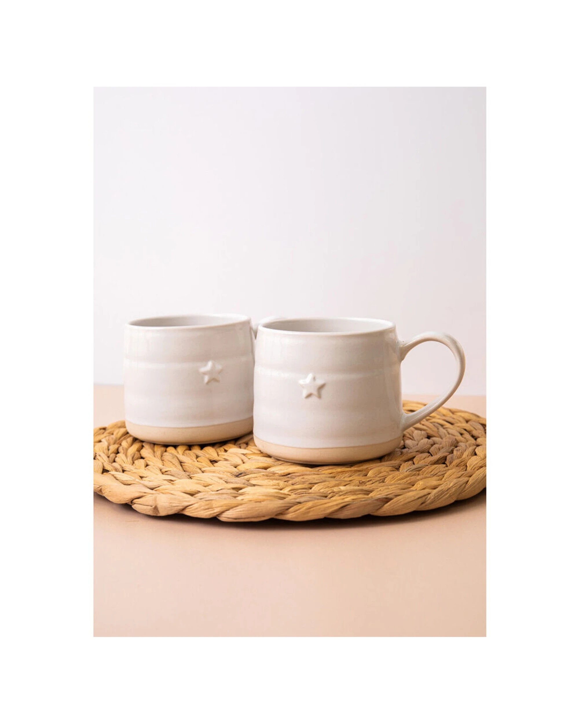 6 Mikasa Farmhouse 2pc Star Stoneware Mugs Set 380ml Durable Glossy Finish - White, 6 of 7