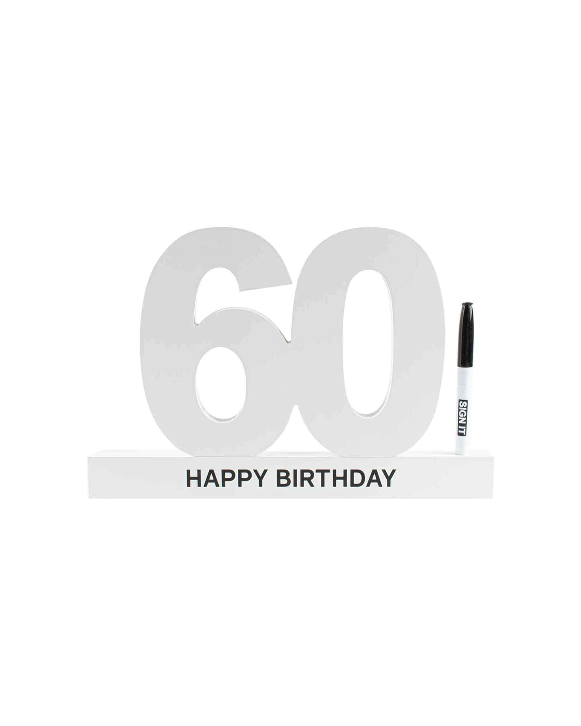 3 60th Birthday Signature Block White Birthday Celebration Message Party Statue
 - White, 3 of 3