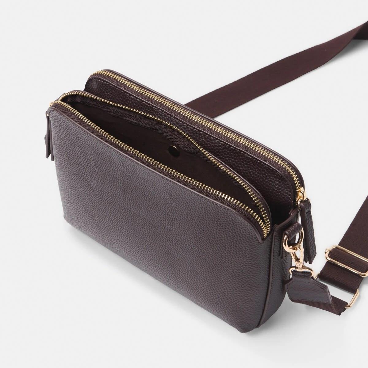 4 Double Pocket Crossbody Bag CHOCOLATE PLUM, 4 of 5