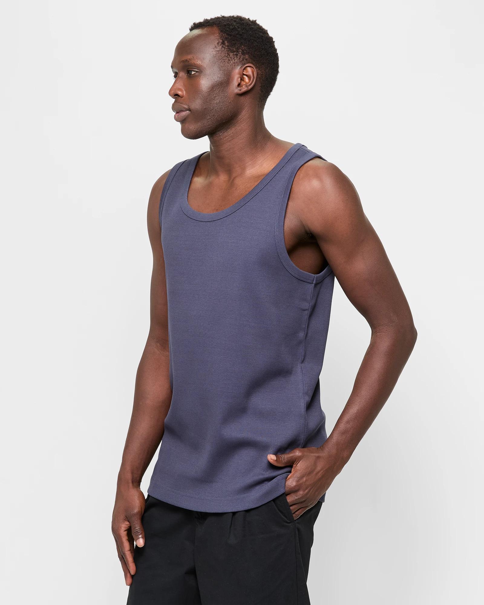 3 Australian Cotton Rib Tank Top - Commons NAVY, 3 of 6
