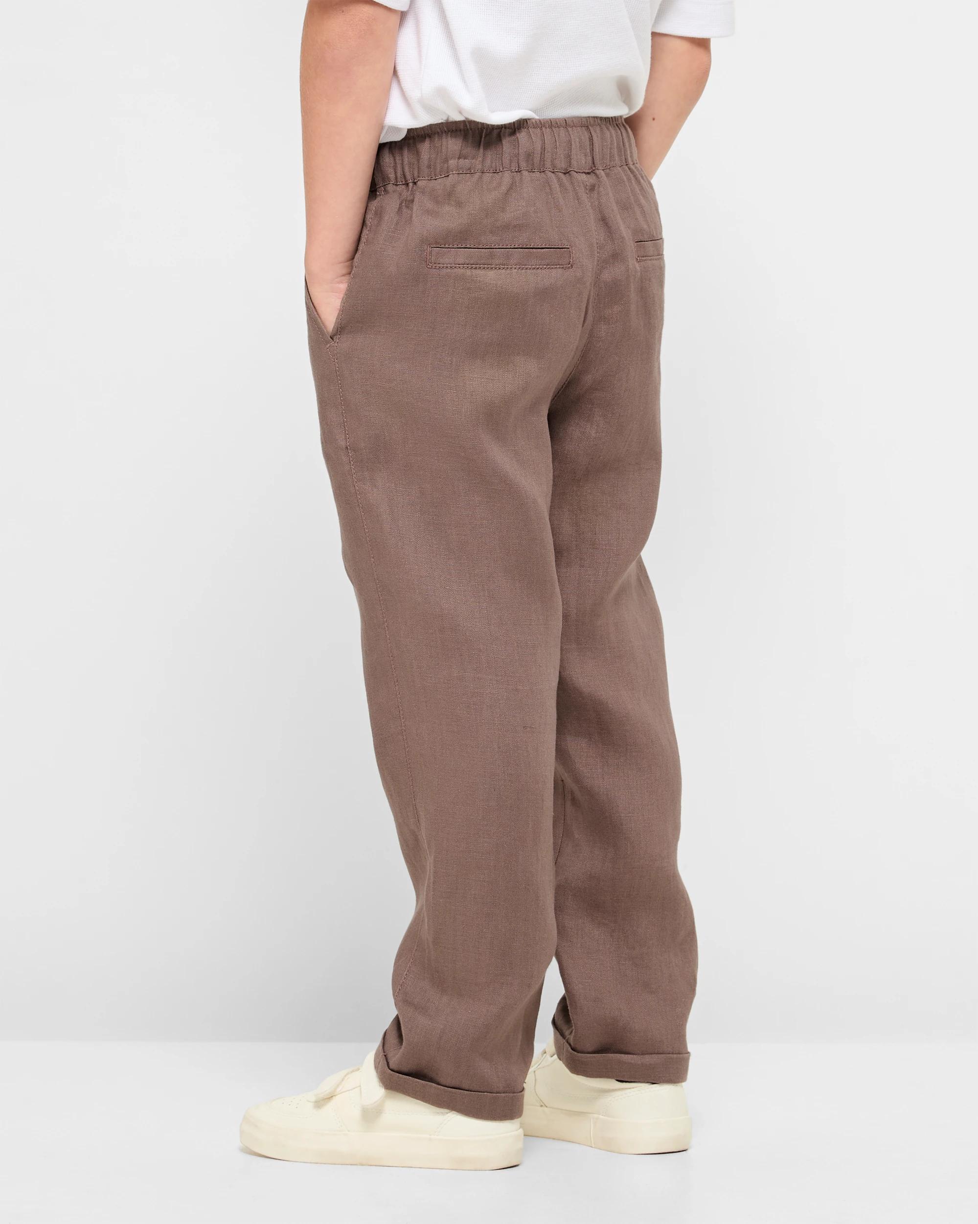 3 Target Kids European Linen Pants — Boys Size 5, Navy BROWN, 3 of 5