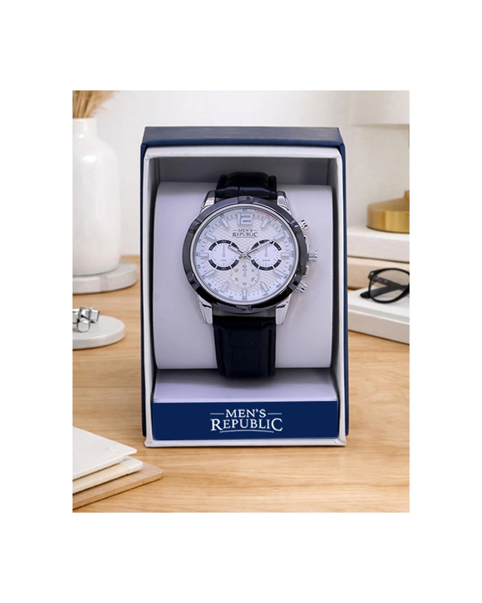 3 Men's Republic Watch Limited Series Leather Alloy Signature Series For Men 4.4cm - Silver, 3 of 3