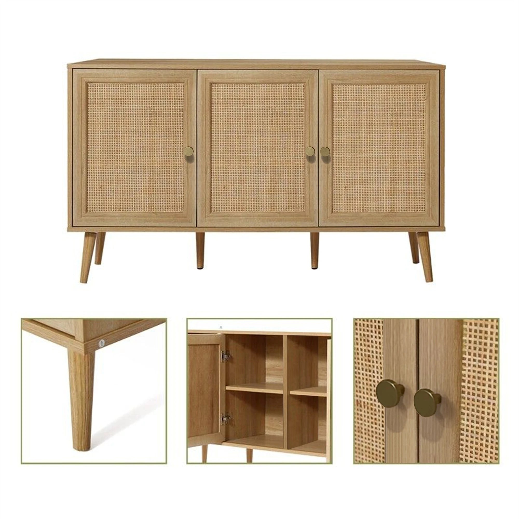 10 Foret Rattan Kitchen Sideboard Cabinet Storage Shelf Organizer Hallway Table, 10 of 10