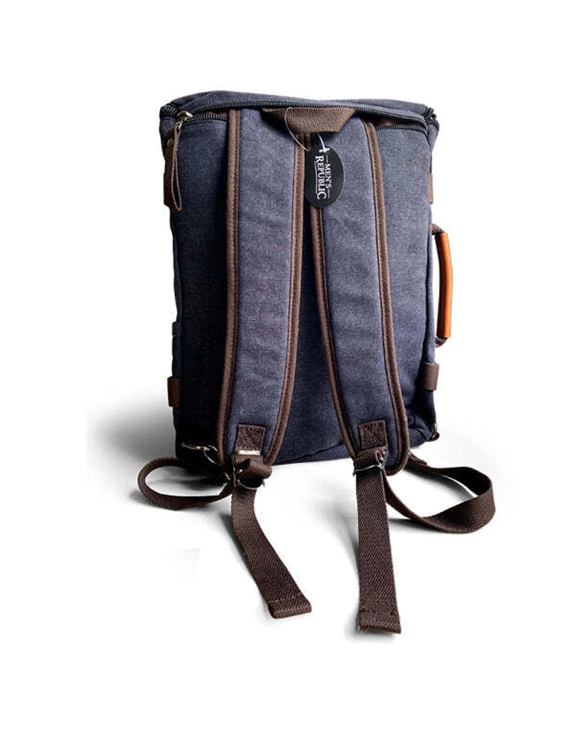 3 Mens Republic Messenger Backpack Combo Durable Washed Canvas Design 2-In-1 Bag - Black, 3 of 5