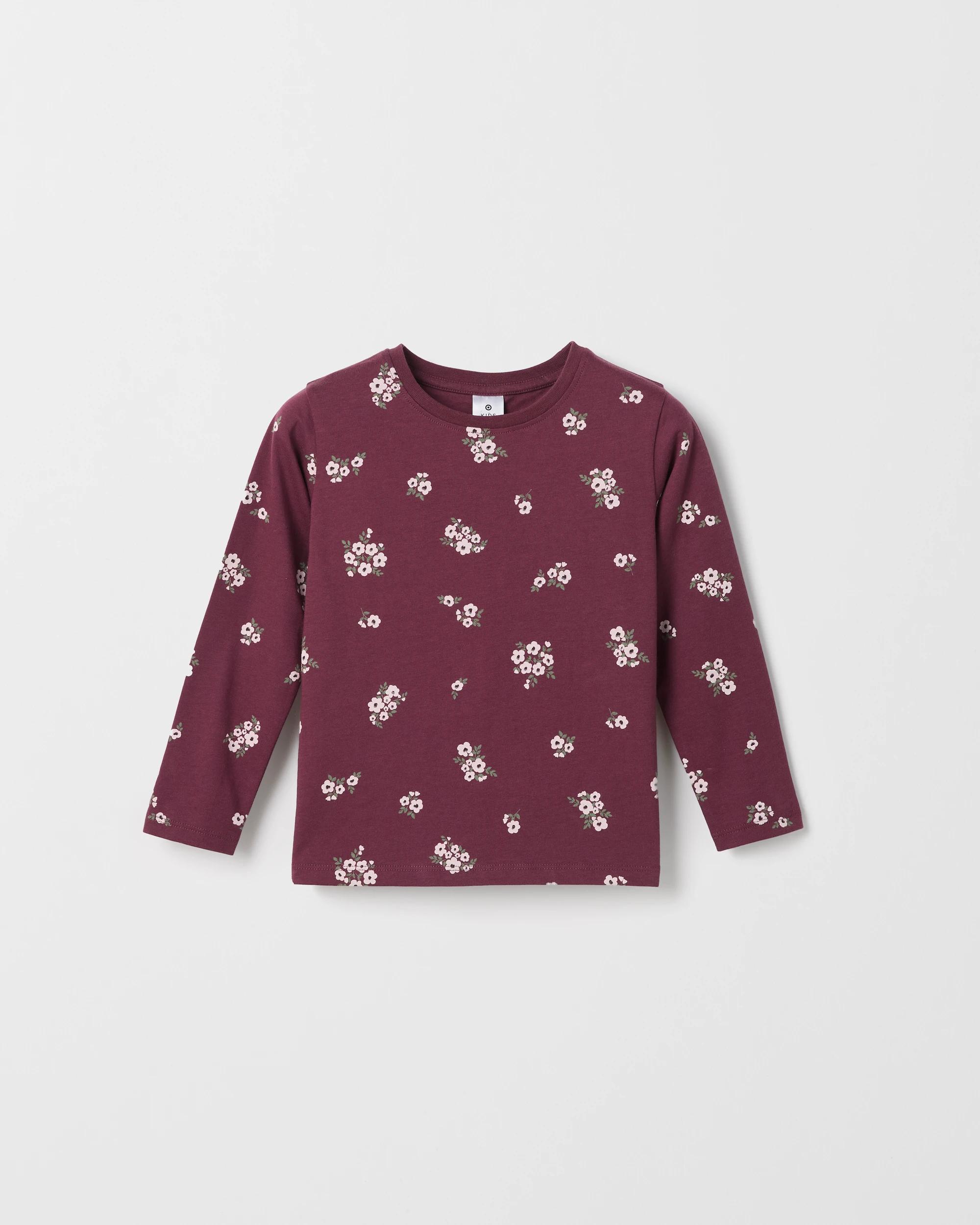 3 Target Kids Australian Cotton 3 Pack Long Sleeve T-Shirt STAMP/DITSY/SOLID PINK, 3 of 5