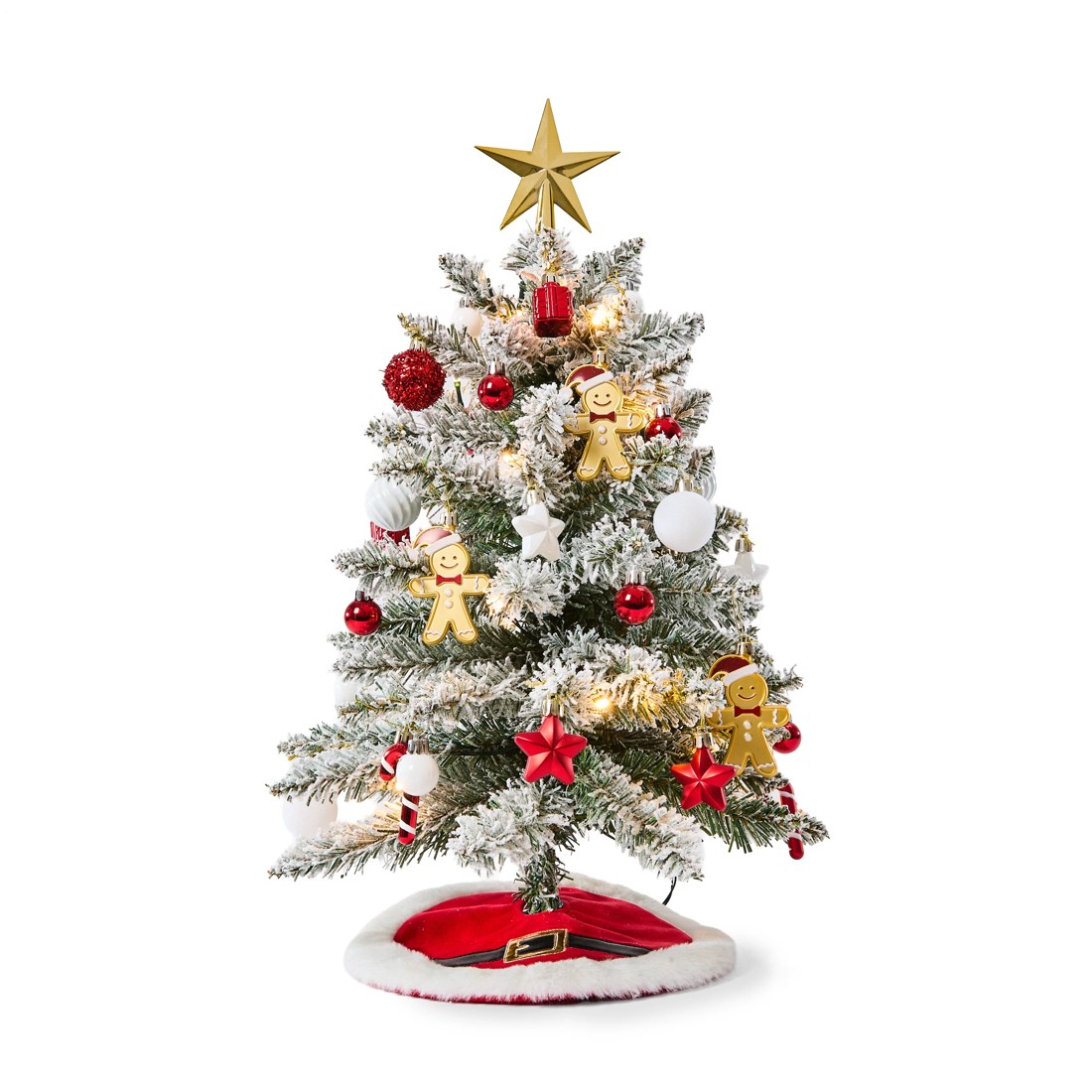 5 60cm (2ft) Light Up Mini Green Flocked Christmas Tree, 5 of 7
