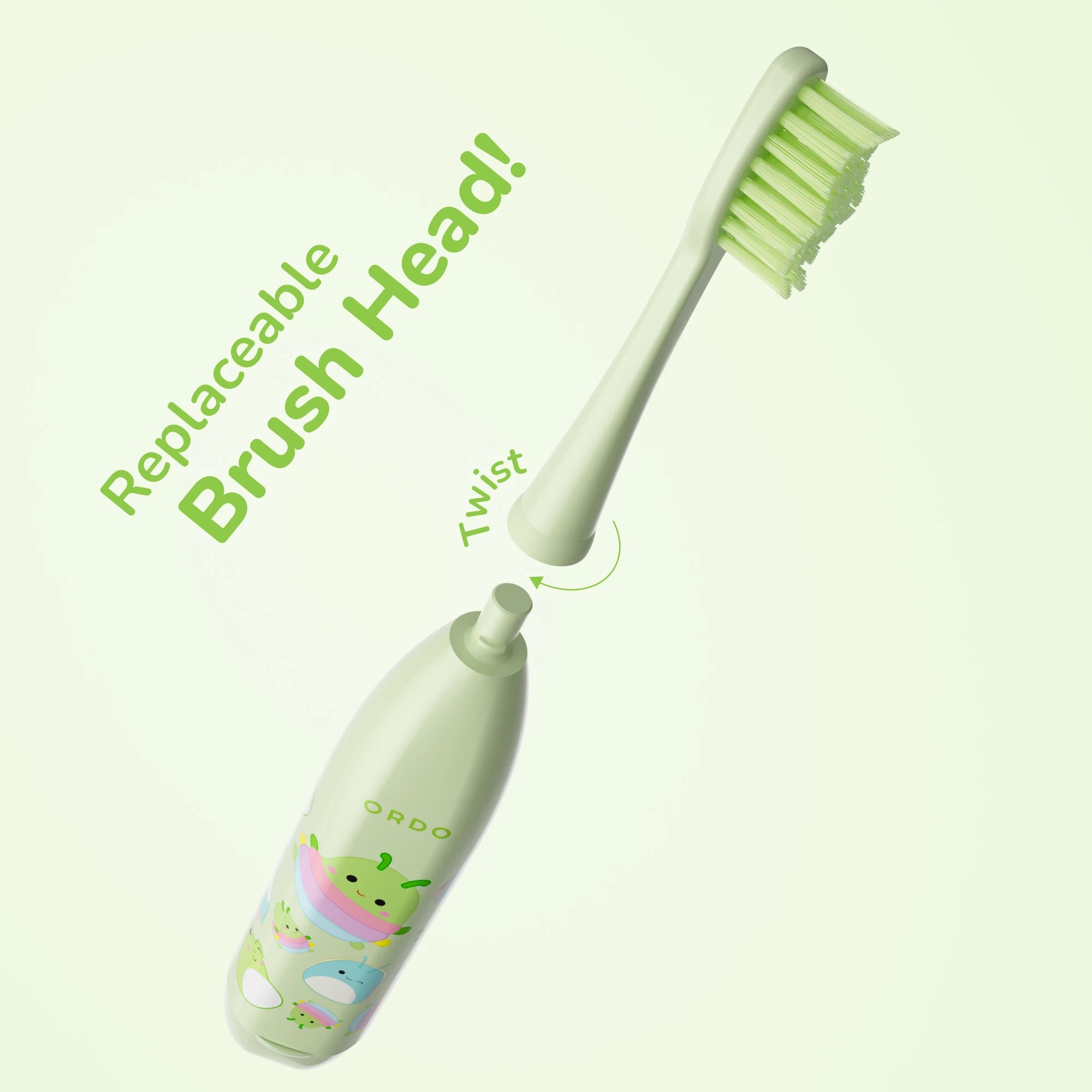 4 Original Squishmallows Ordo Sonic Kids Battery Toothbrush - Rutabaga, 4 of 8
