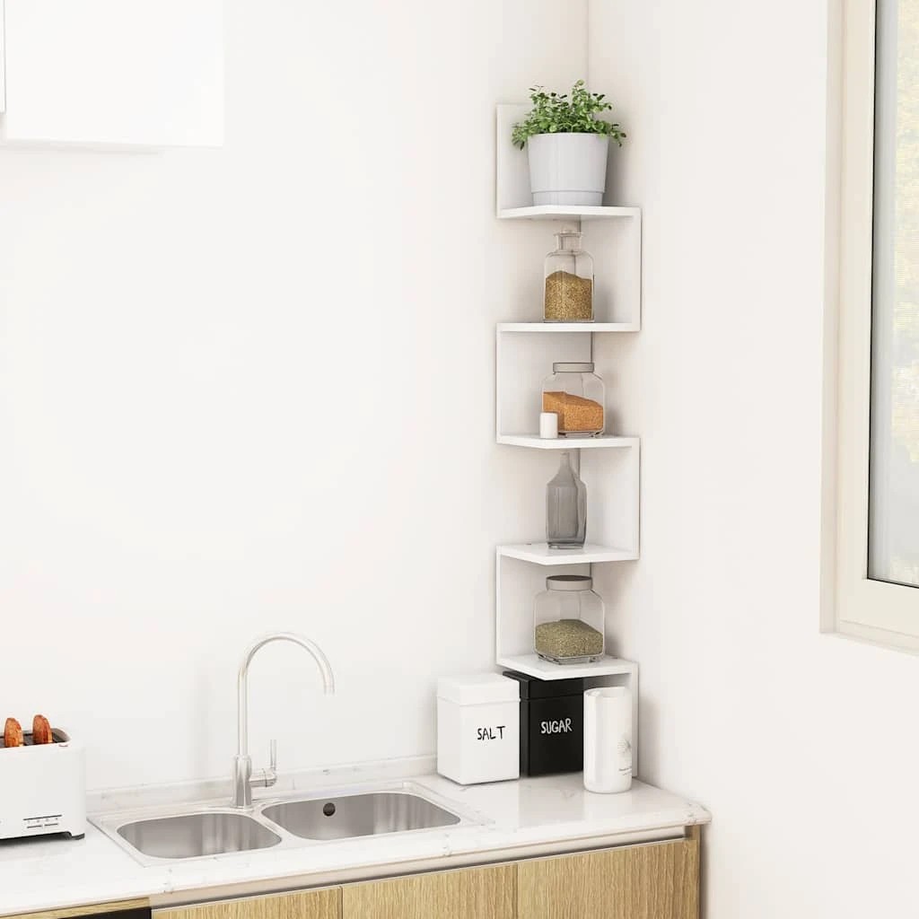 4 vidaXL Wall shelf Corner Fitting - White, 4 of 9