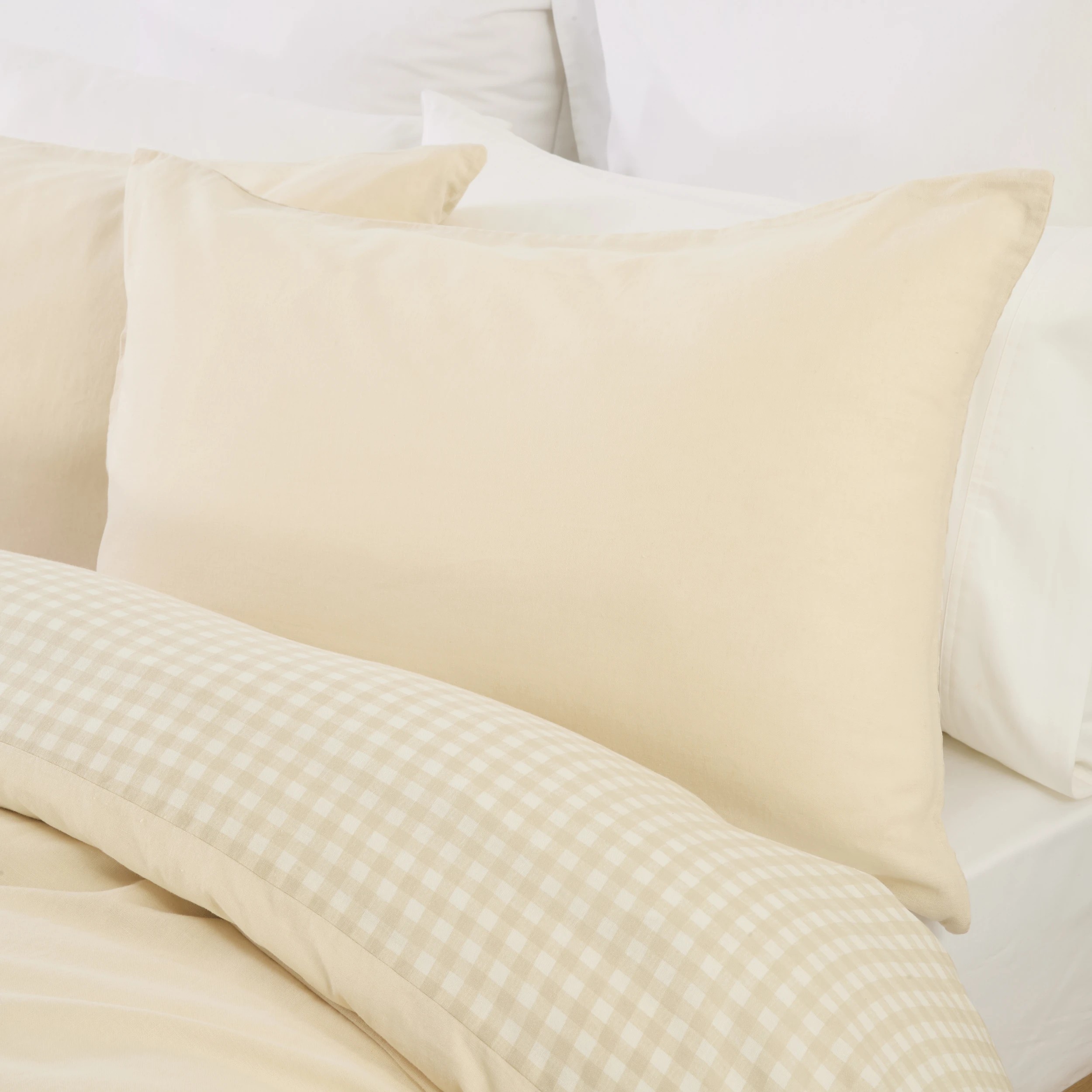 4 Gingham Linen Cotton Reversible Quilt Cover Set - Queen Bed, 4 of 9