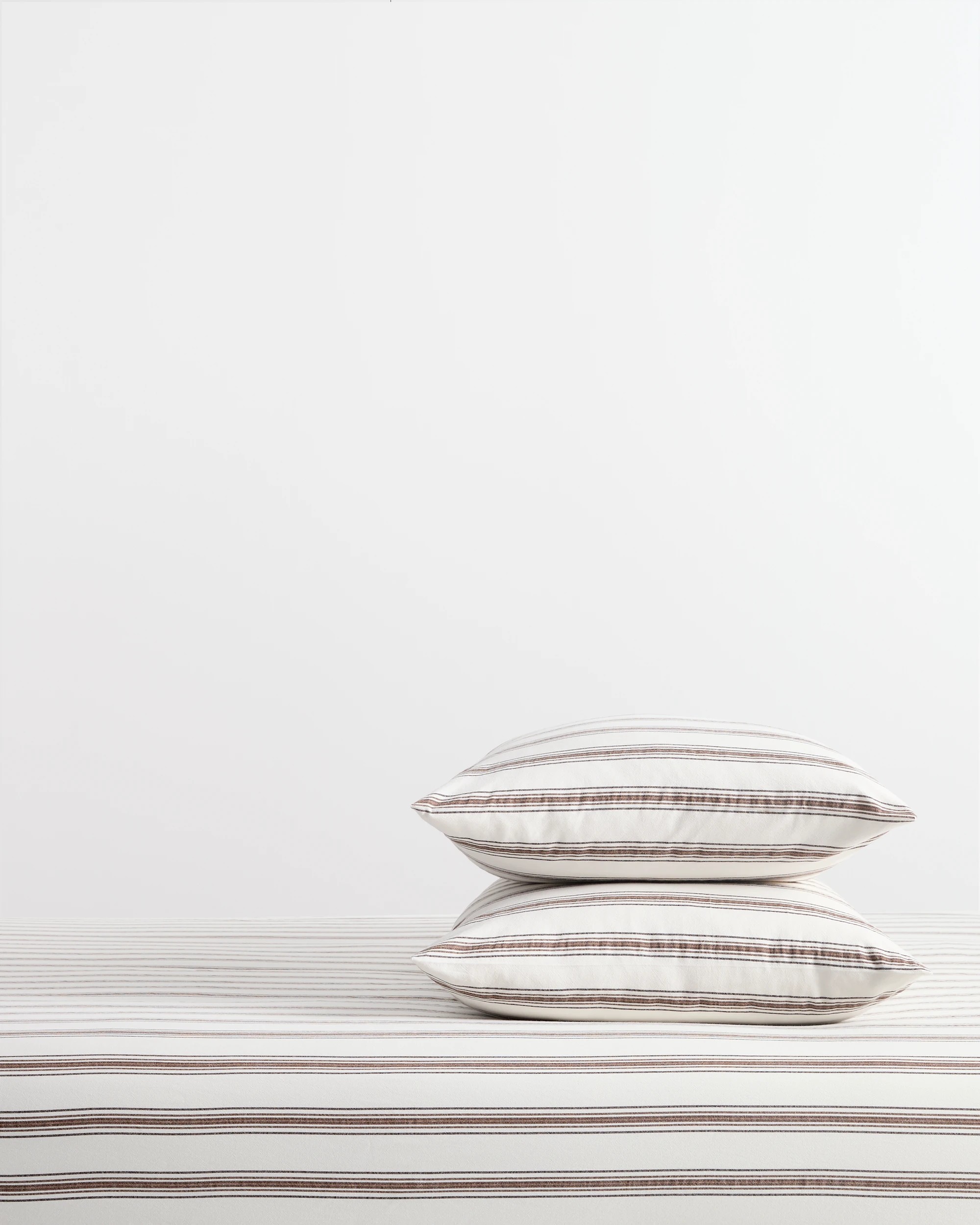 1 Arlo Stonewash Cotton Stripe Fitted Sheet - Double Bed - Brown, 1 of 1