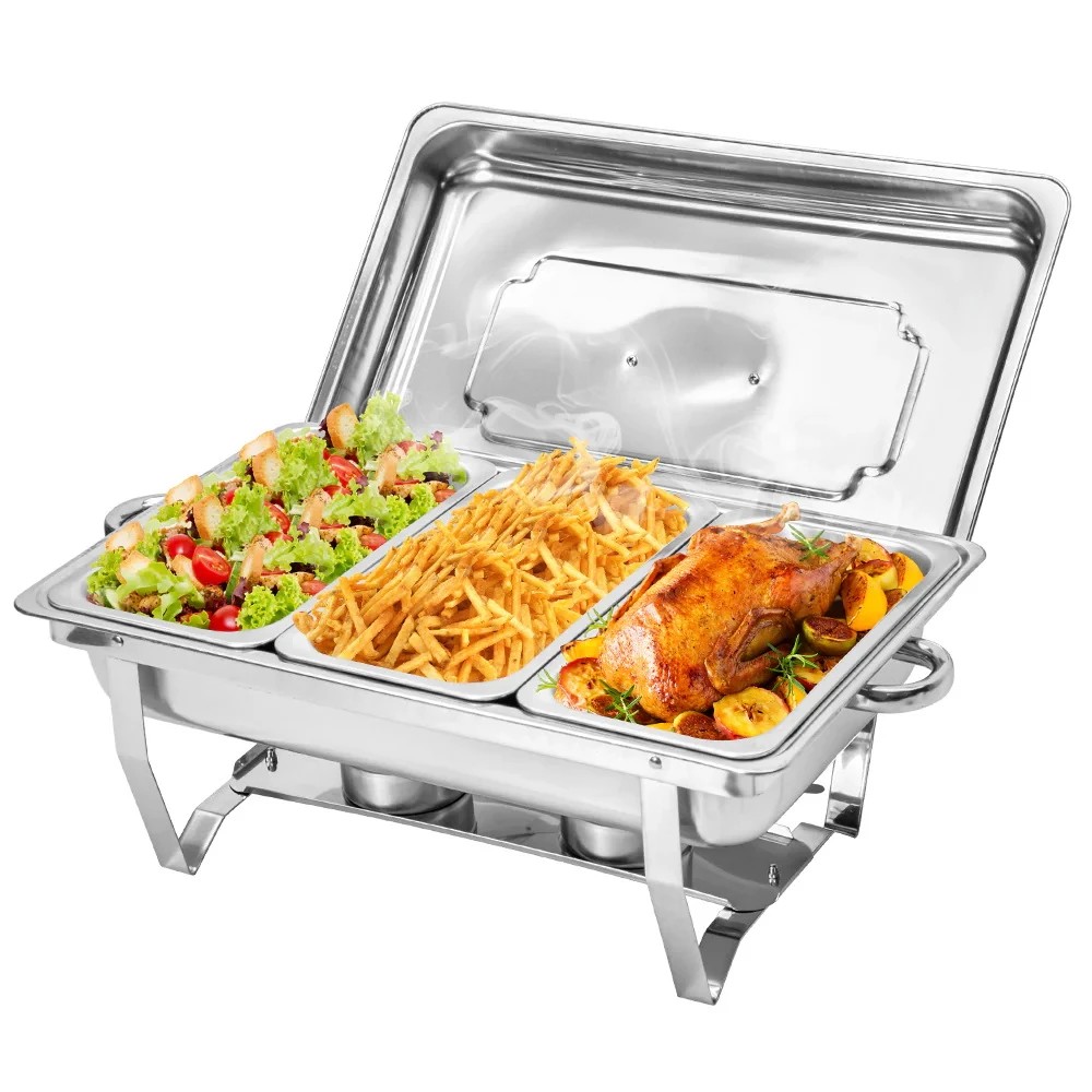 1 Alston 3Lx3 Chafing Dish 410 Stainless Steel Buffet Warmer Catering Food Set - Silver, 1 of 3