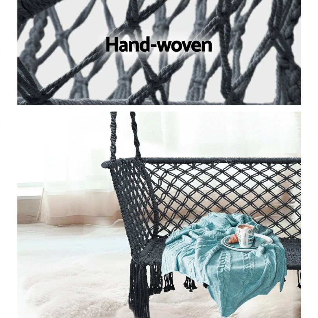 3 Gardeon Hammock Chair Outdoor Portable Camping Hammocks 2 Person - Grey, 3 of 6