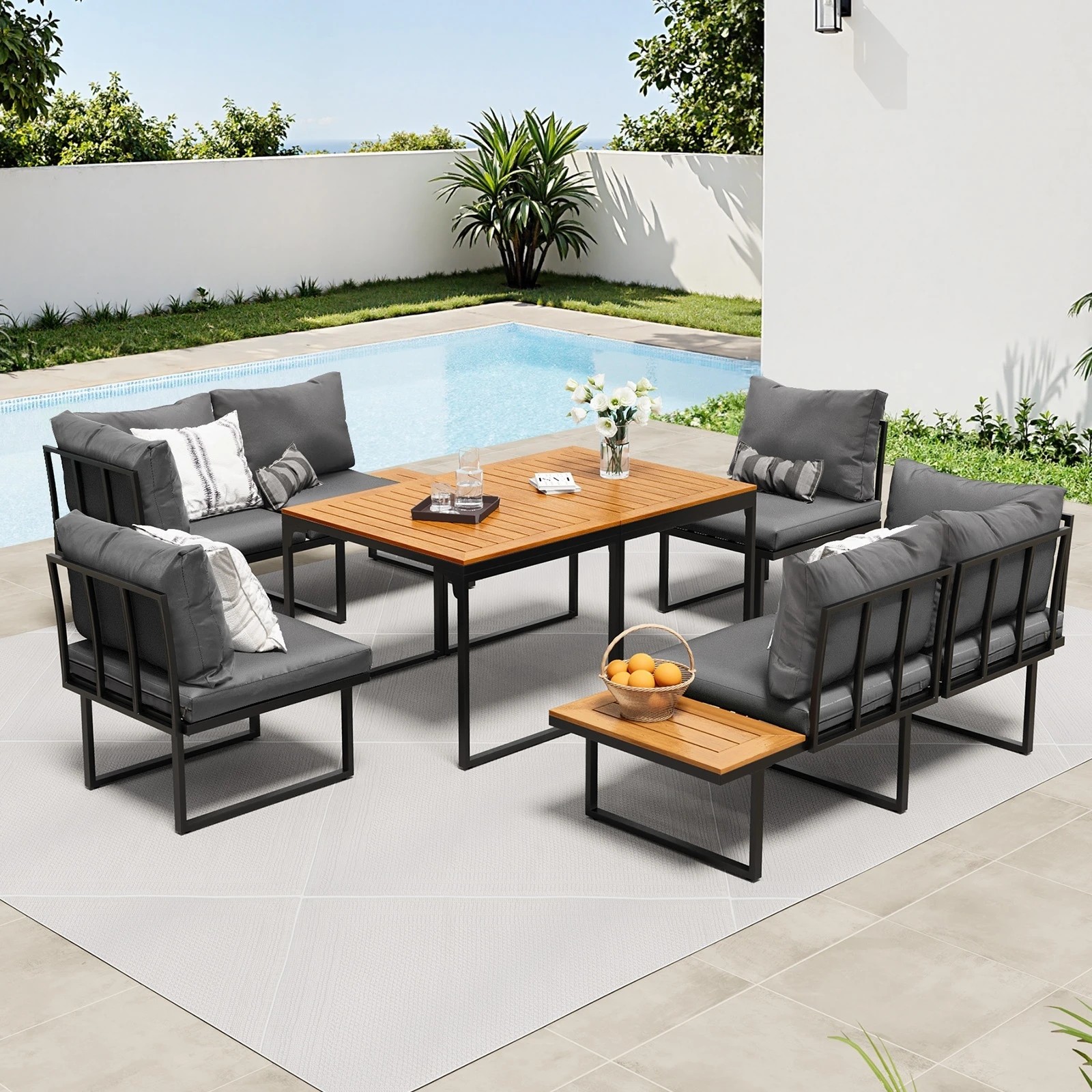 3 Livsip 6 Seater Outdoor Dining Sofa Setting Lounge Furniture 2 Side Table - Multi, 3 of 8