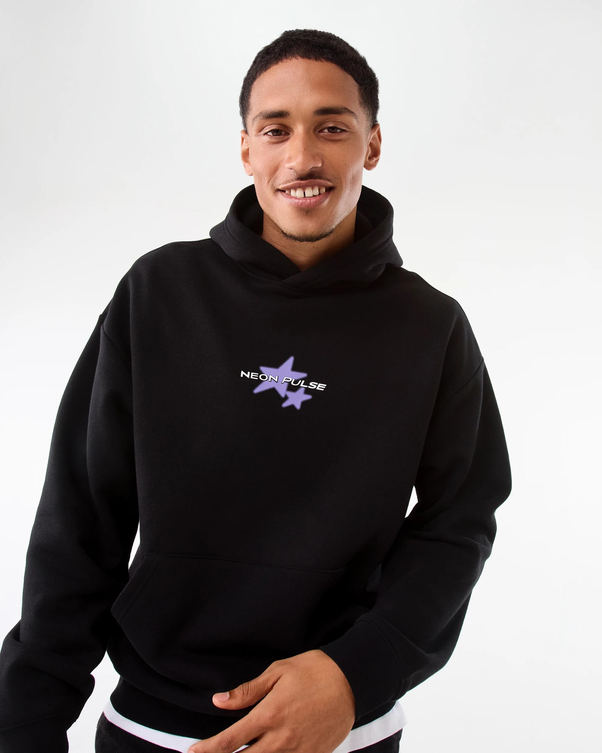 5 Oversized Boxy Print Hoodie Blk Neonps, 5 of 9