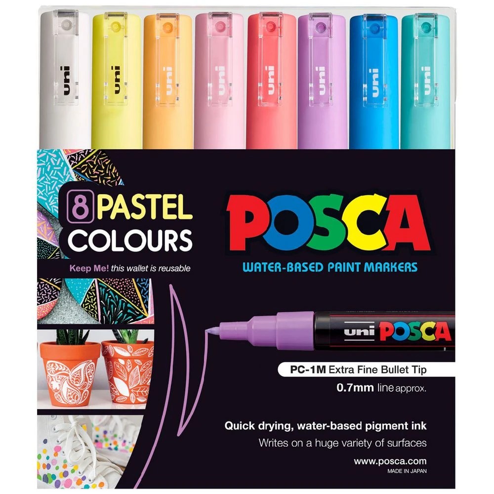 1 POSCA PC1M Paint Markers Pastels 8 Pack, 1 of 3