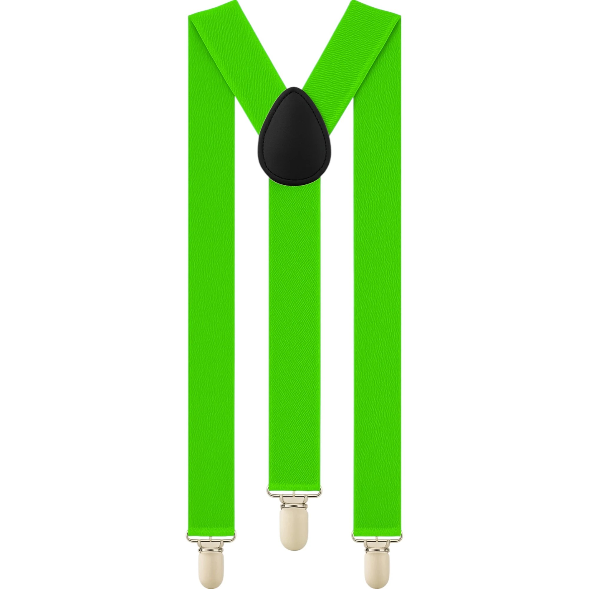 2 Zasel Boys Adjustable Fluro Green 65cms Suspenders - Green - Green, 2 of 3