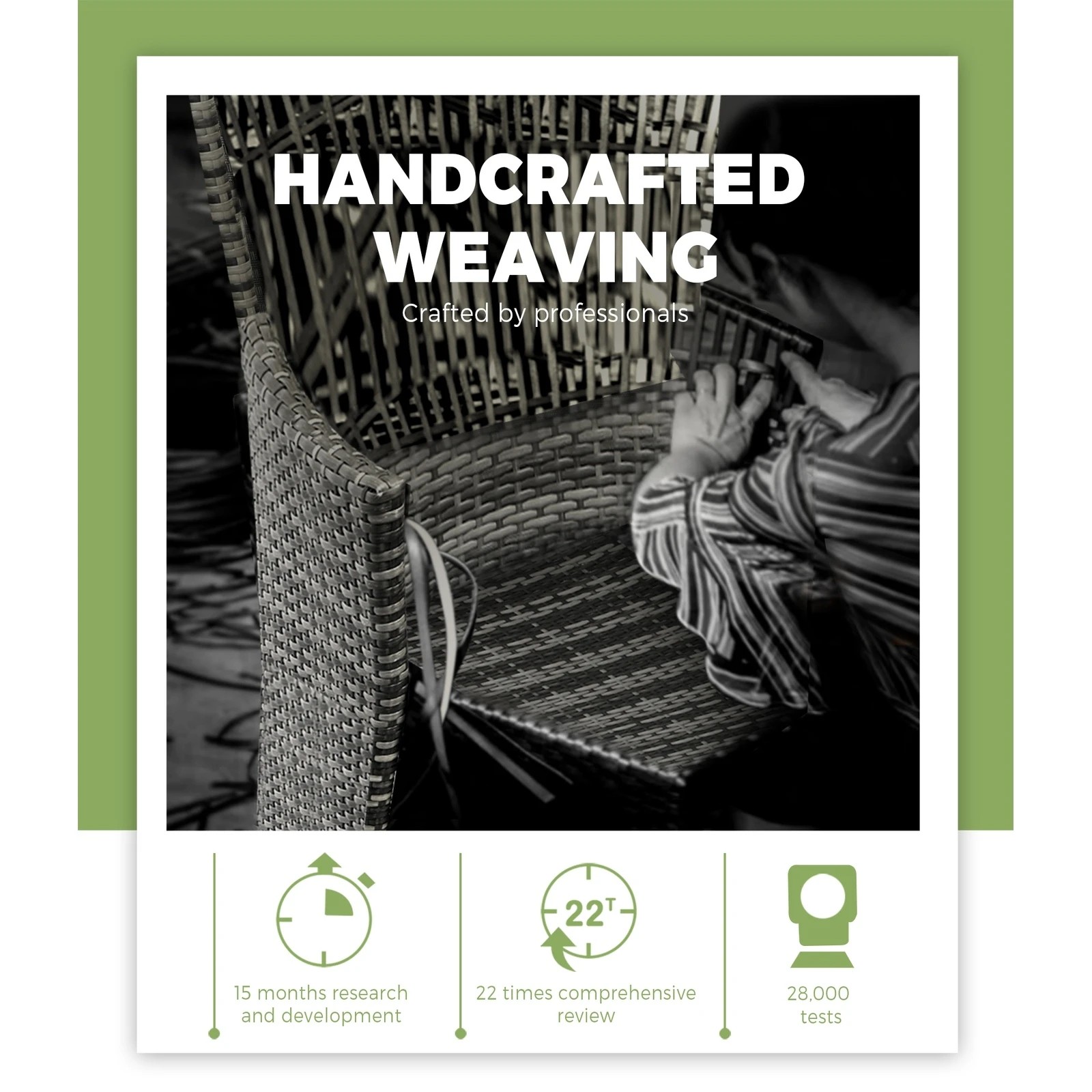 5 Livsip Outdoor Furniture Setting 3 Piece Wicker Bistro Set Patio Chairs Table
 - Grey, 5 of 10