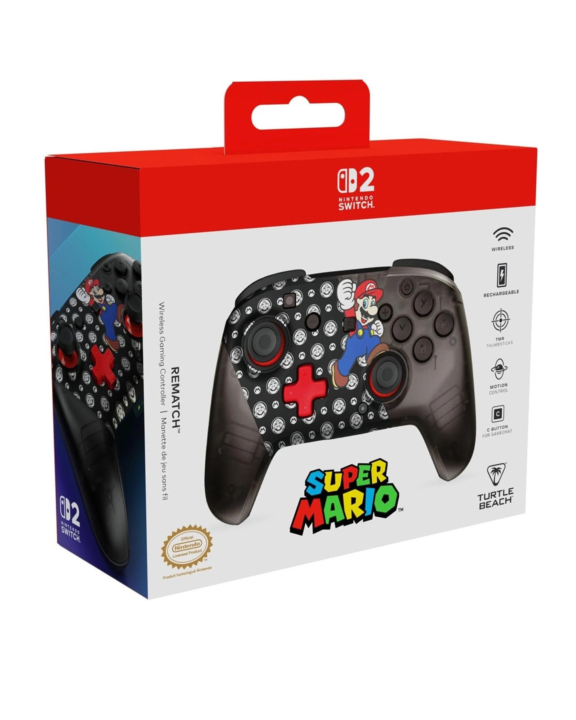1 Turtle Beach Rematch Wireless Gaming Controller - Super Mario Jump for Nintendo Switch 2 - Black, 1 of 9